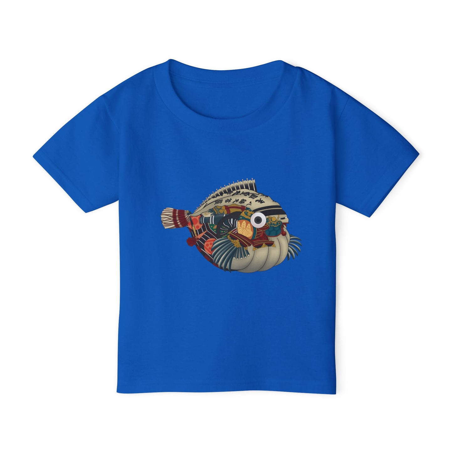 Japanese Puffer Fish Illustration Toddler T-Shirt with Colorful  — Cute Marine Animal Tee for Kids