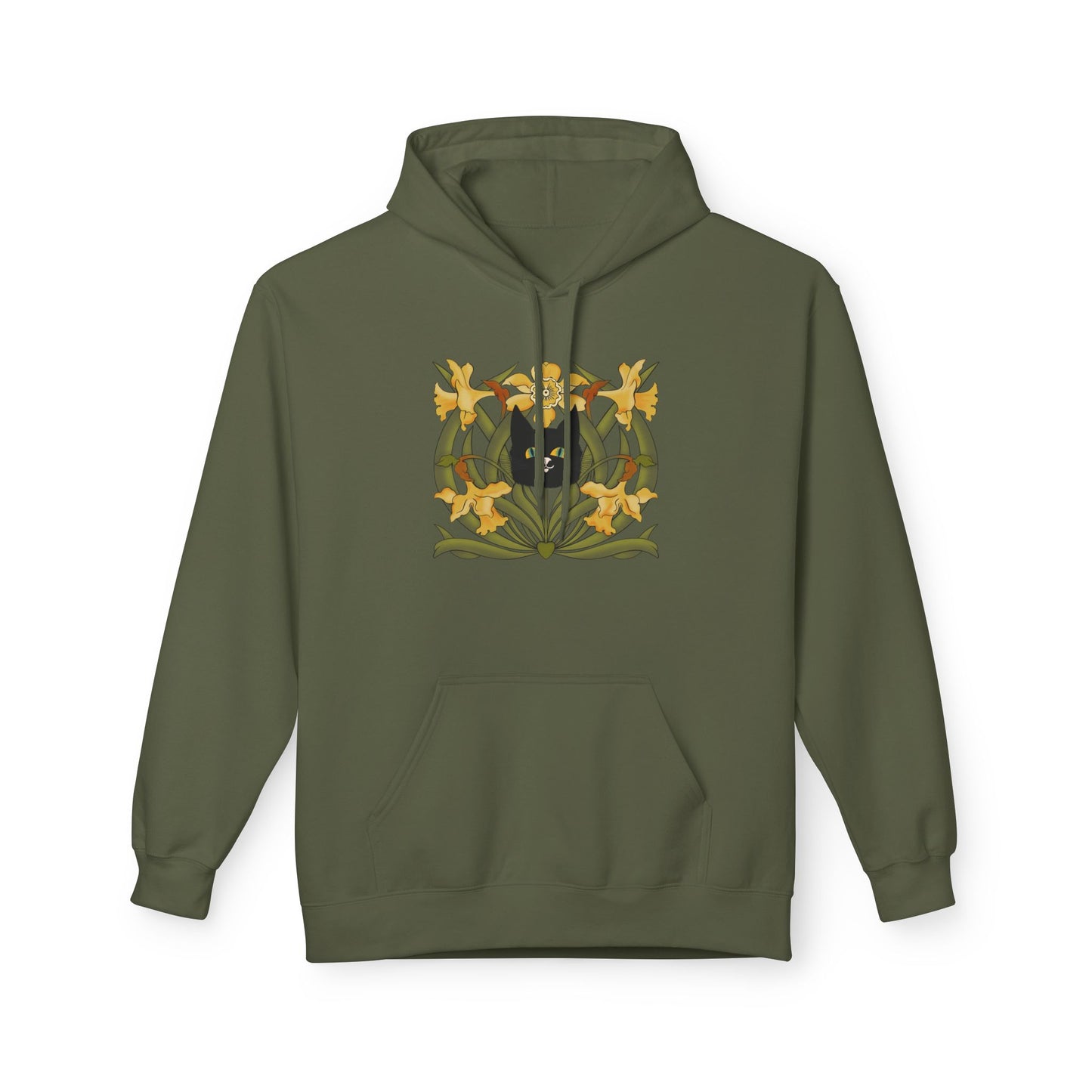 Daffodil Crest Hoodie — Vintage Floral Emblem Pullover