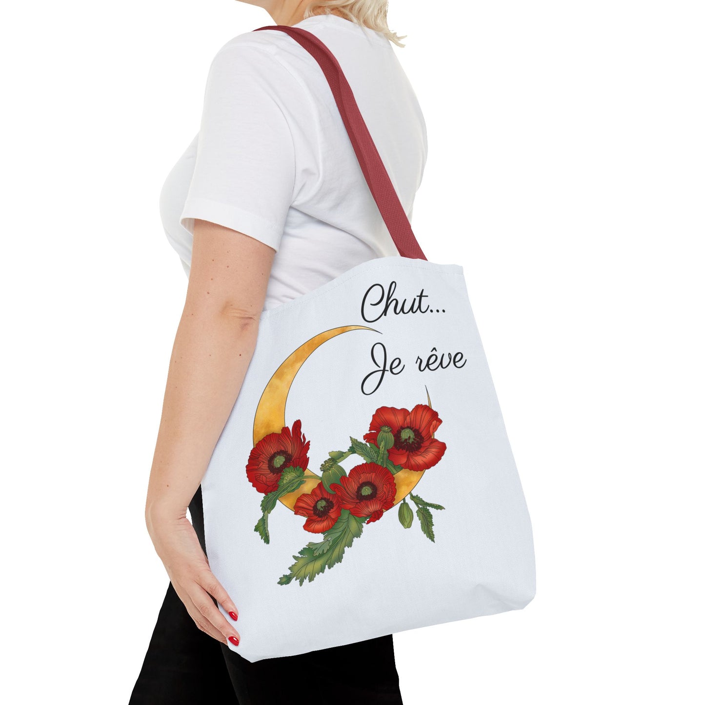 Tote Bag — "Chut... Je rêve" French Script Reversible Tote