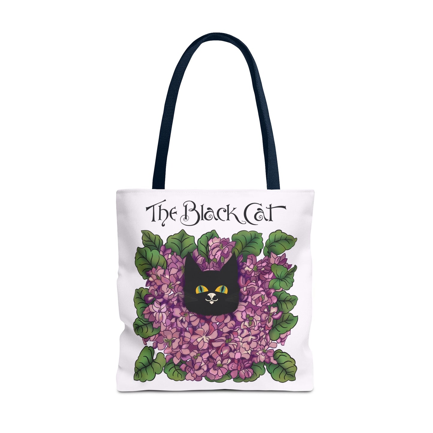 Black Cat Lilac Tote Bag — "The Black Cat" AOP Canvas Tote