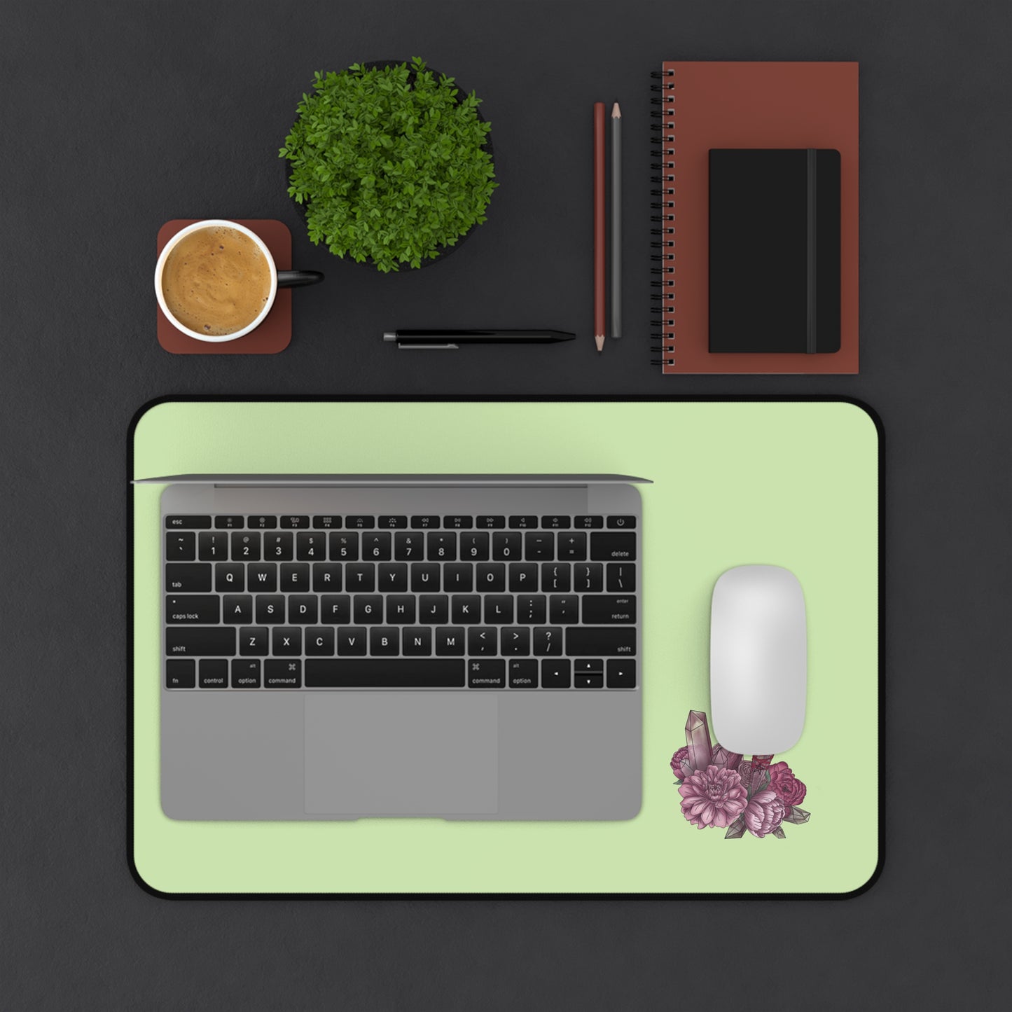 Crystal and Floral Desk Mat