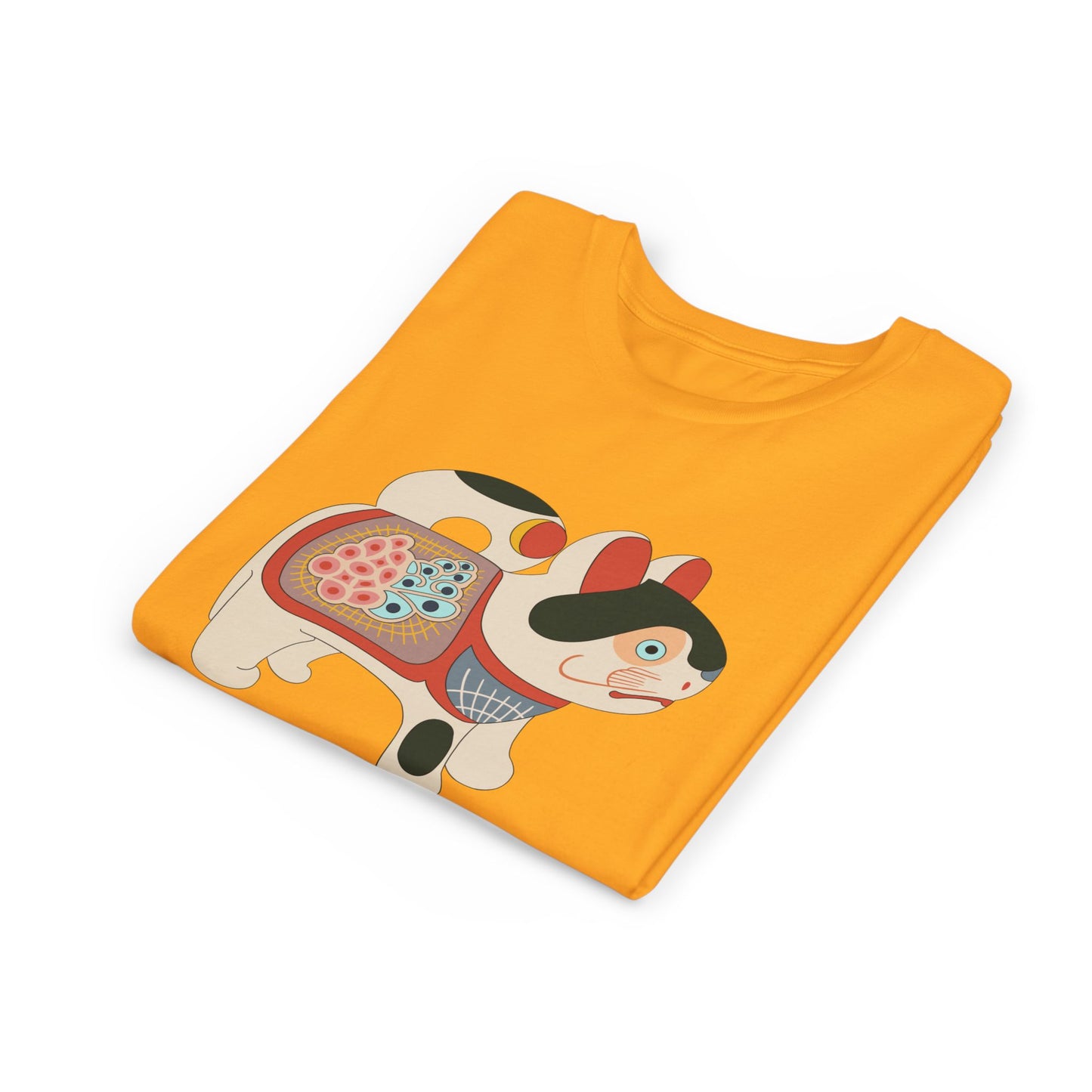 Lucky Inu Hariko illustration by Kawasaki Kyosen Youth Tshirt— Japanese Lucky Cat Tee