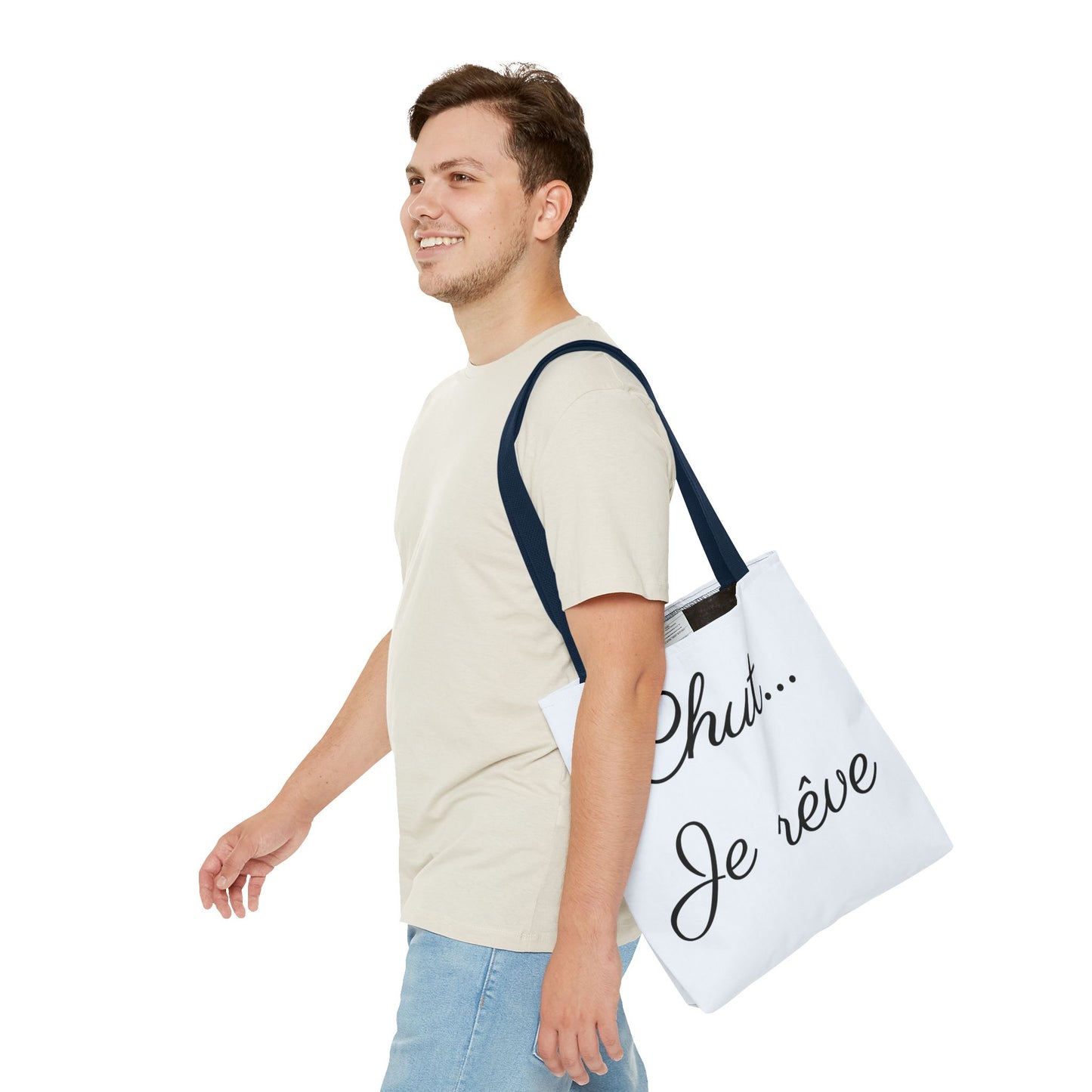Tote Bag — "Chut... Je rêve" French Script Reversible Tote