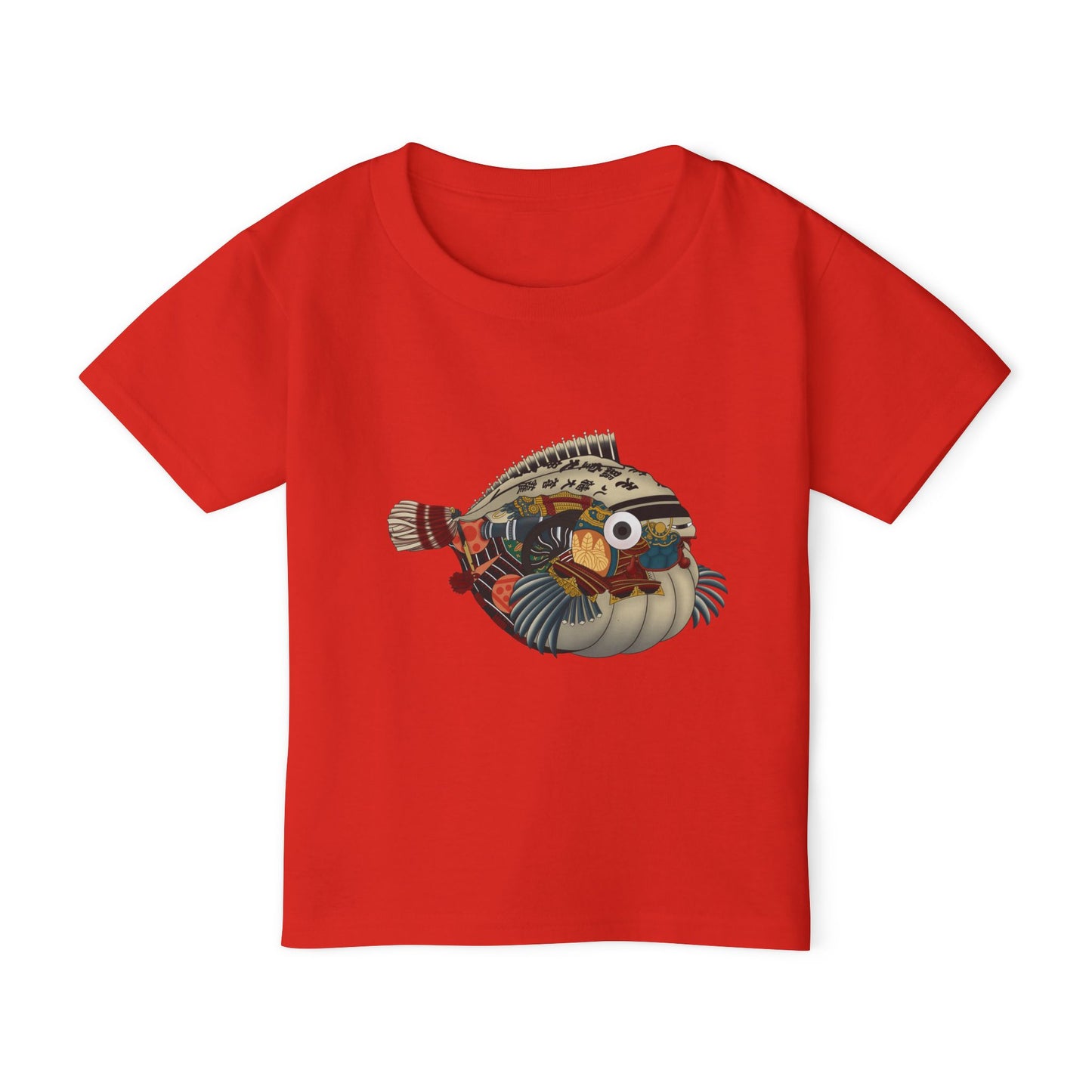 Japanese Puffer Fish Illustration Toddler T-Shirt with Colorful  — Cute Marine Animal Tee for Kids