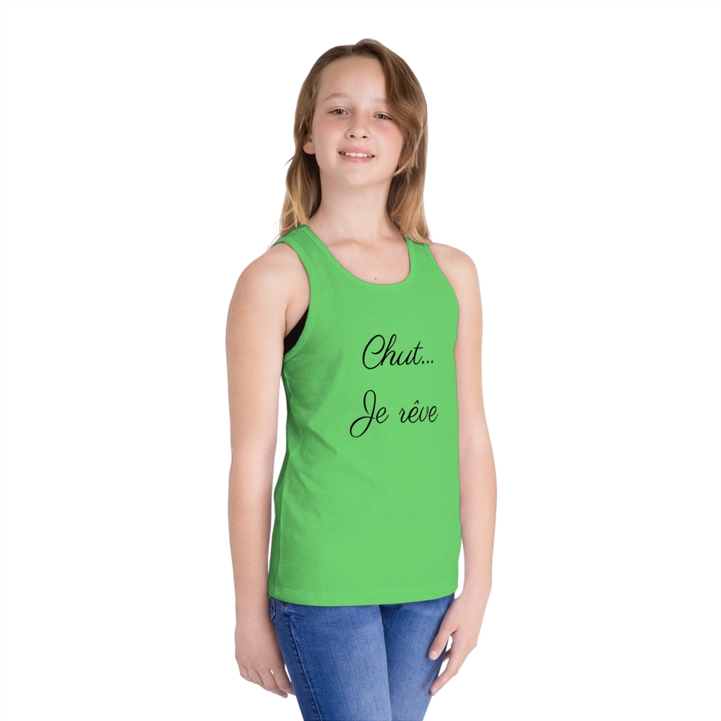 Kids' Tank Top — "Chut... Je rêve" French Script Sleepy Dreamer Tee
