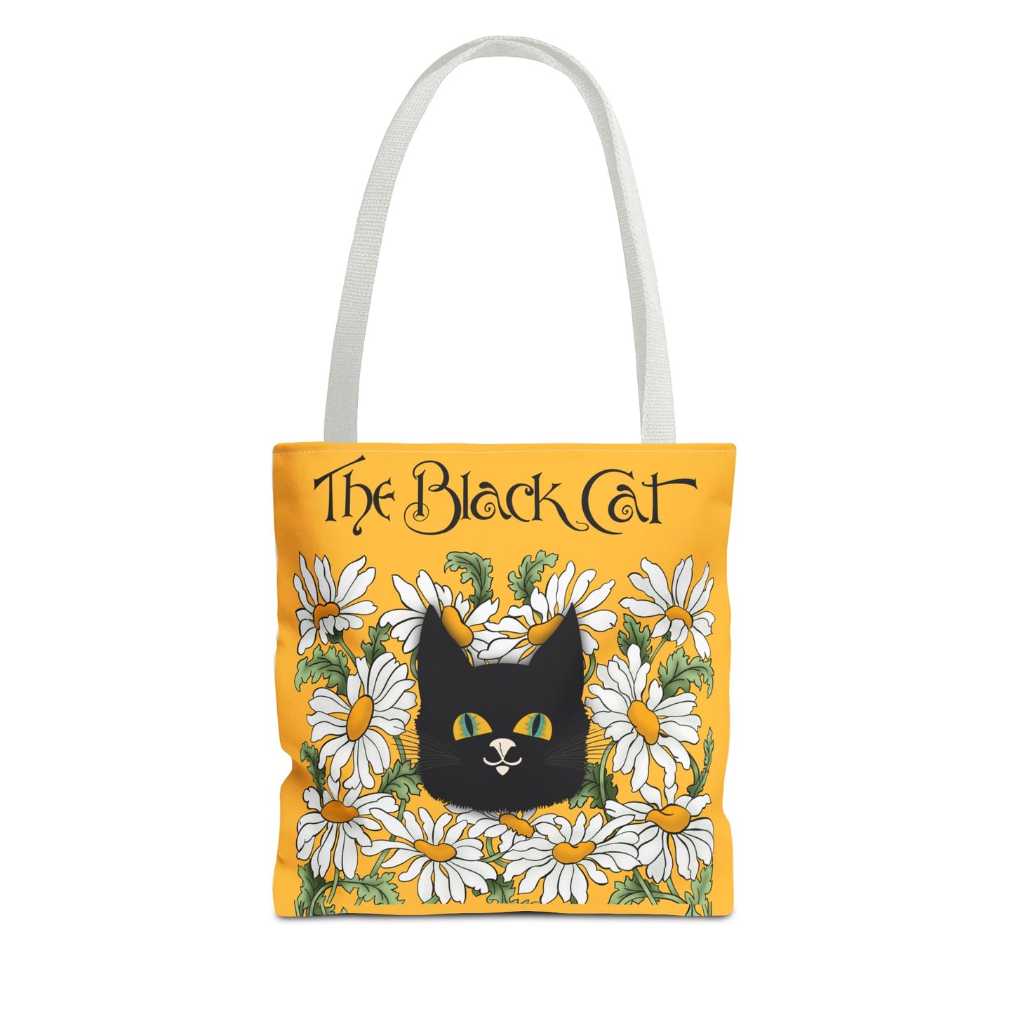 The Black Cat Yellow Daisy Tote Bag — The Black Cat Floral Canvas Tote
