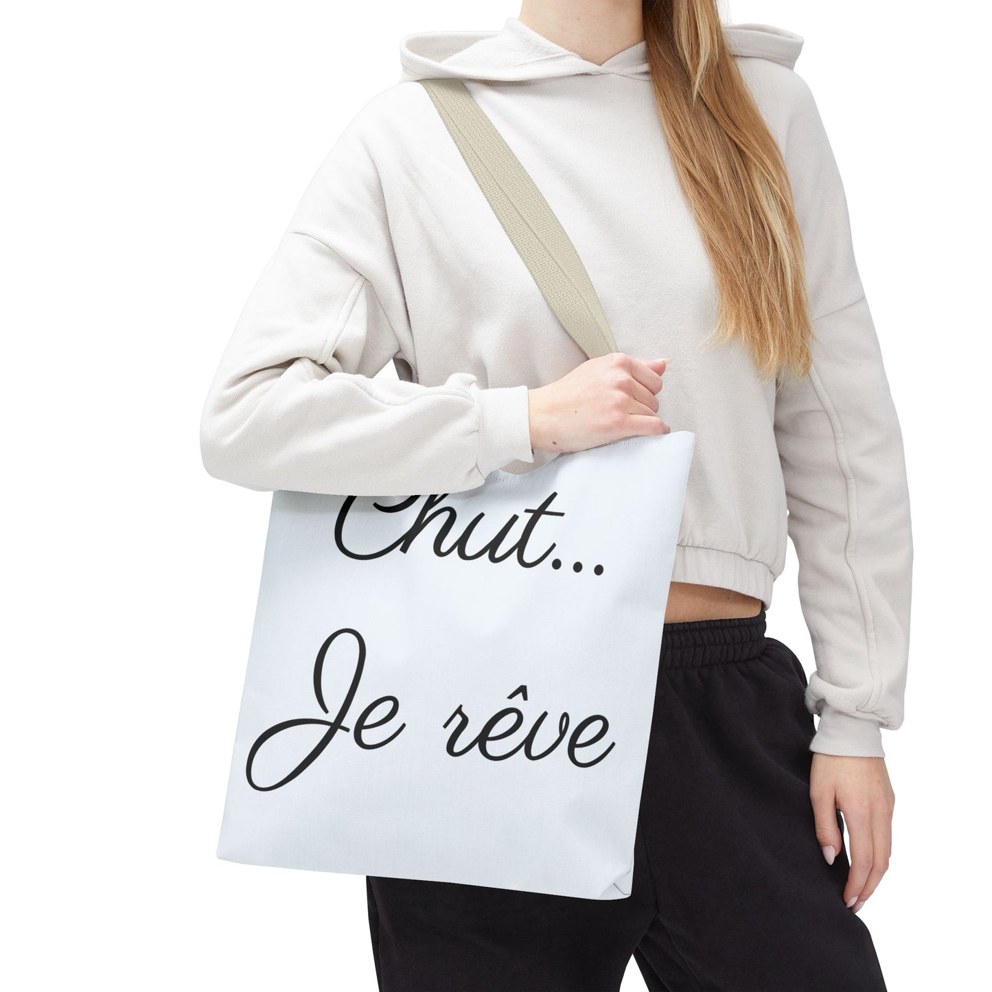 Tote Bag — "Chut... Je rêve" French Script Reversible Tote