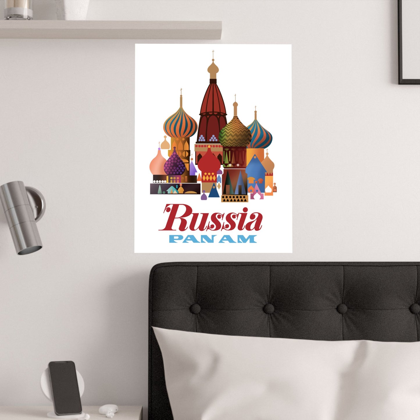 Vintage Air Travel Pan-Am Russia Satin Poster