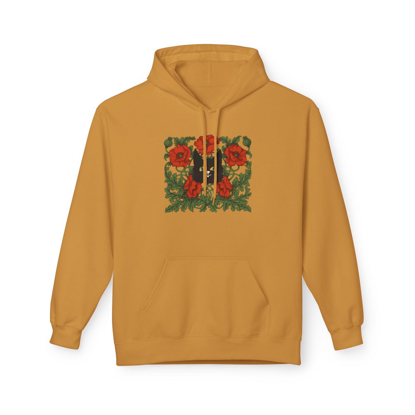 Poppy Floral Hoodie — Red Poppies Vintage Botanical Print