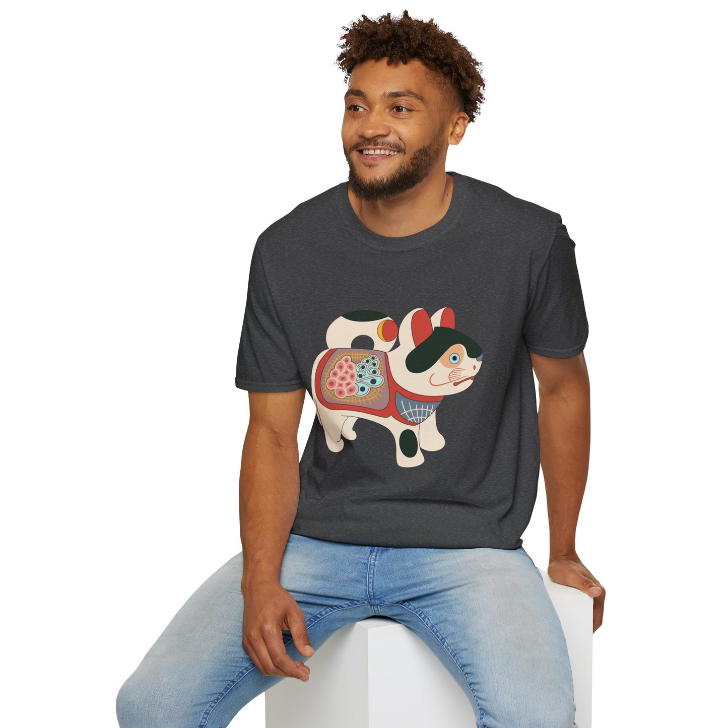 Lucky Inu Hariko illustration by Kawasaki Kyosen Tshirt— Japanese Lucky Cat Tee