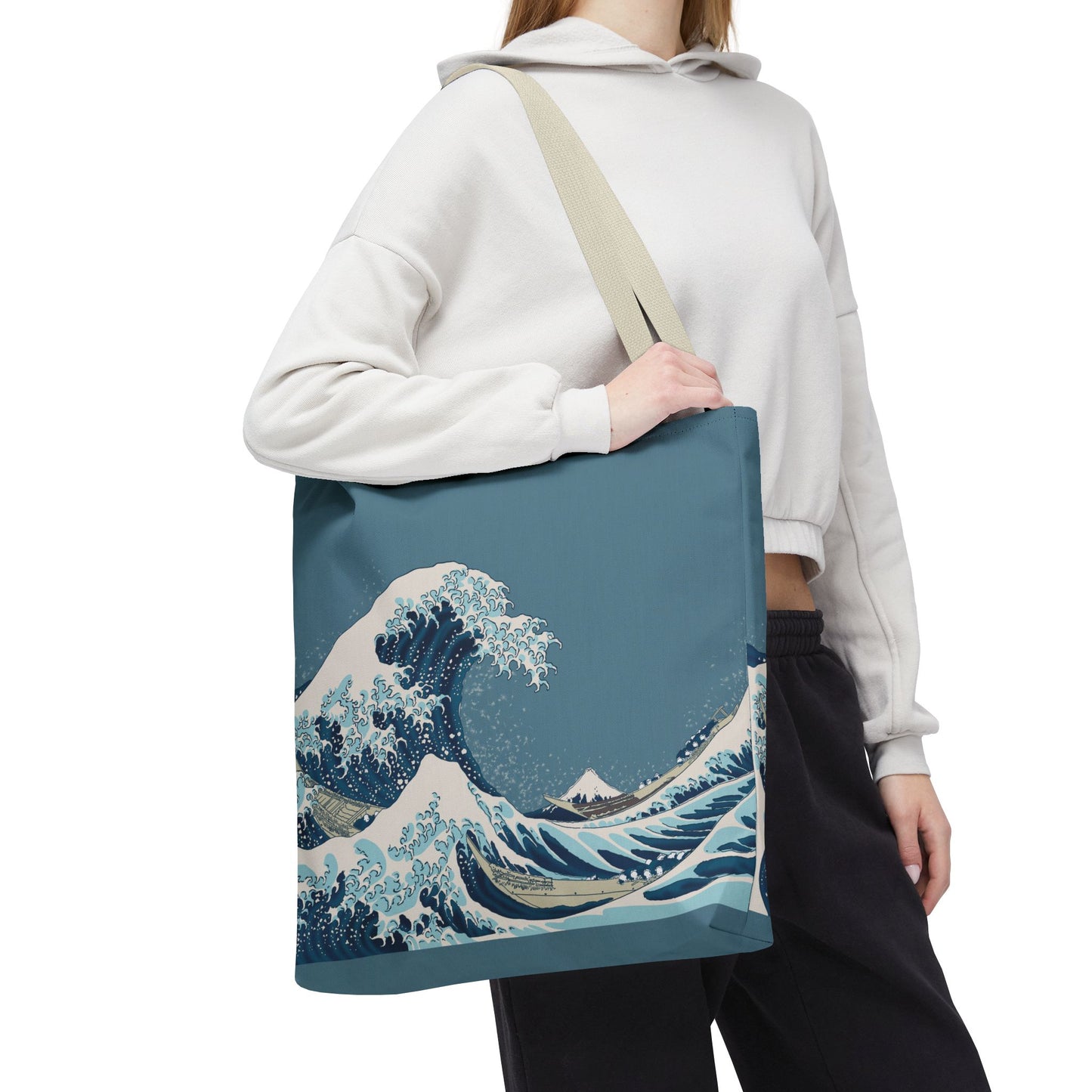 Hokusai Great Wave Tote Bag — Japanese Wave Print All-Over Canvas Beach & Market Tote
