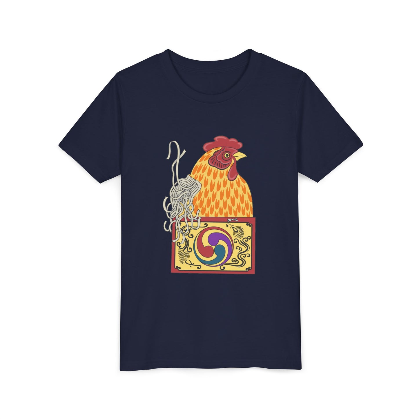 Japanese Rooster  Youth T-Shirt — Colorful Rooster Shimizu Seifū