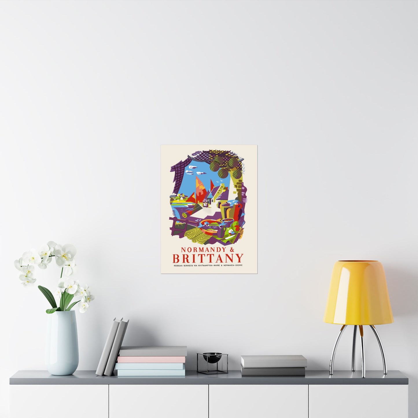 Vintage Travel Destination Normandy & Brittany Satin Poster