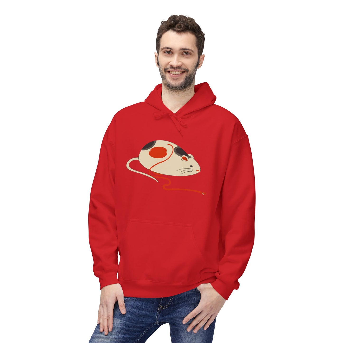 Japanese "Nezumi" Mouse Hoodie — Cute Calico Mouse Illustration Pullover