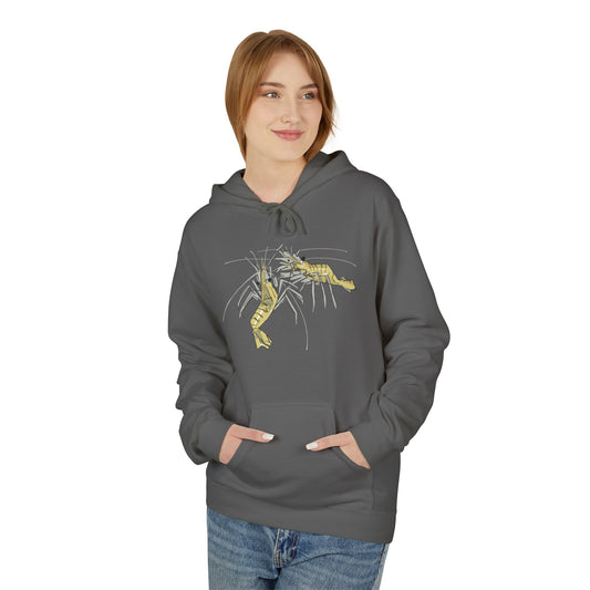 les crevettes by Mathurin Méheut  Hoodie — Minimal Coastal Seafood Graphic Pullover