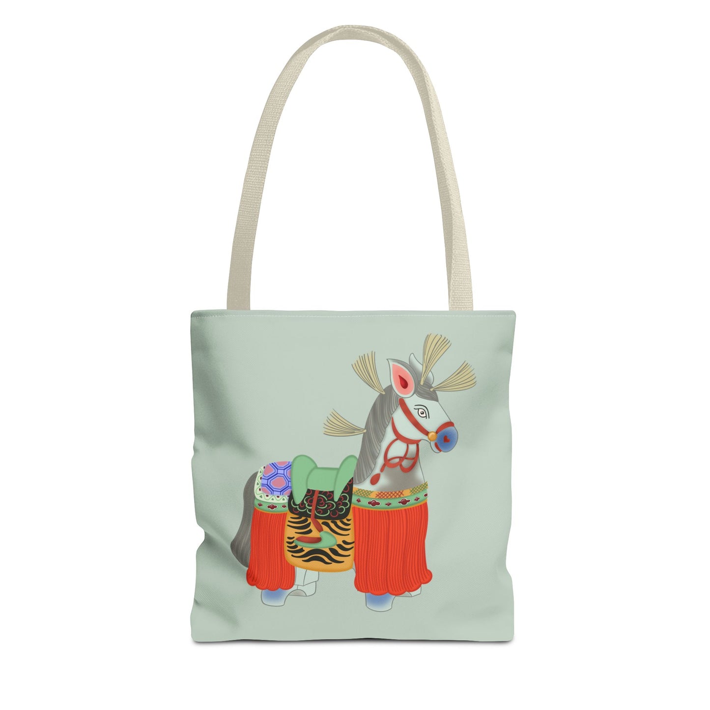 Japanese Folk Toy Horse Tote Bag — Colorful Ethnic Pattern AOP Shopper