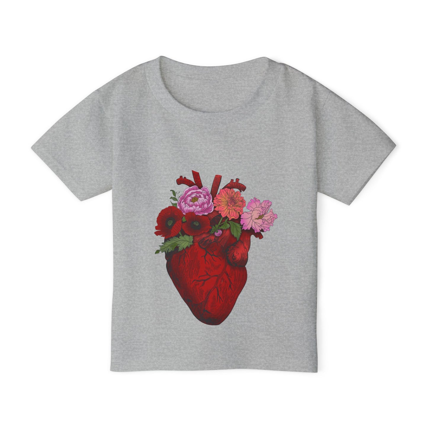 Floral Heart Toddler T-Shirt — Floral Anatomical Heart Graphic