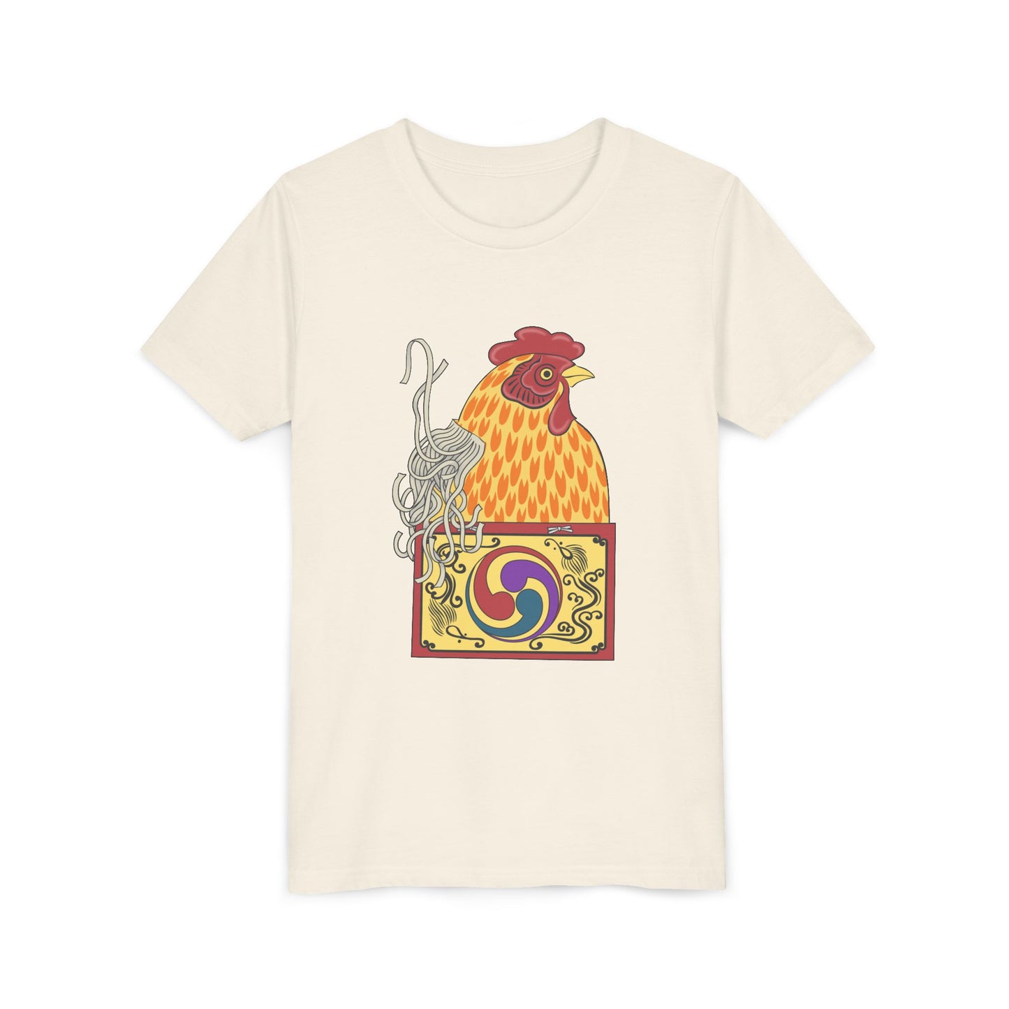 Japanese Rooster  Youth T-Shirt — Colorful Rooster Shimizu Seifū