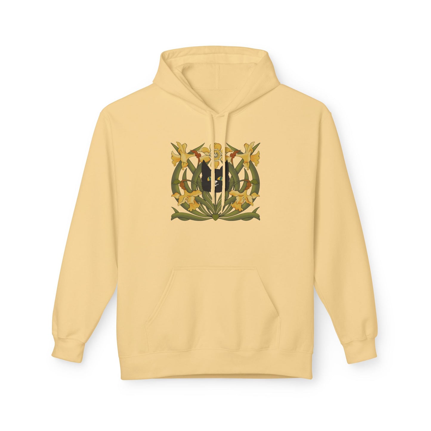 Daffodil Crest Hoodie — Vintage Floral Emblem Pullover