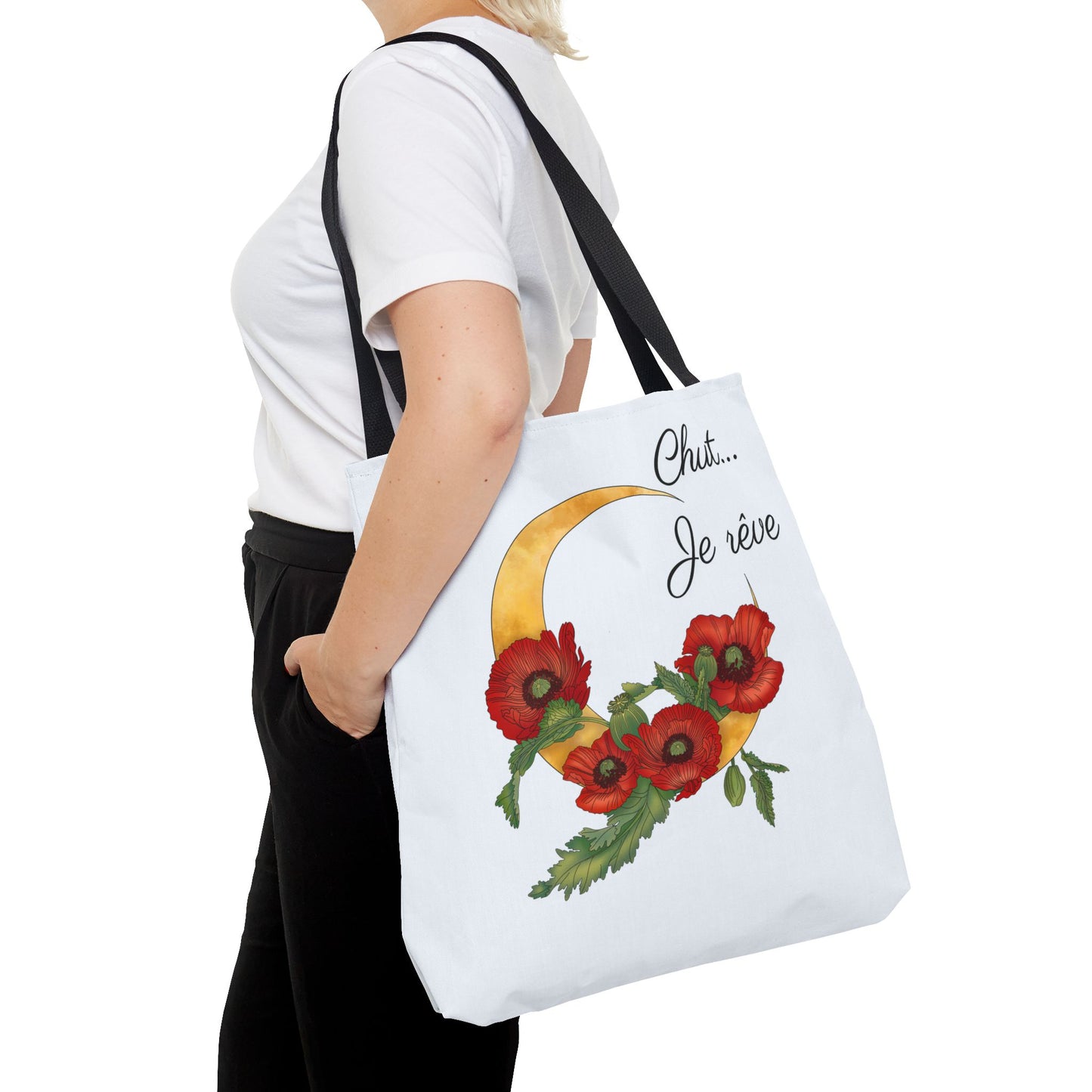 Tote Bag — "Chut... Je rêve" French Script Reversible Tote