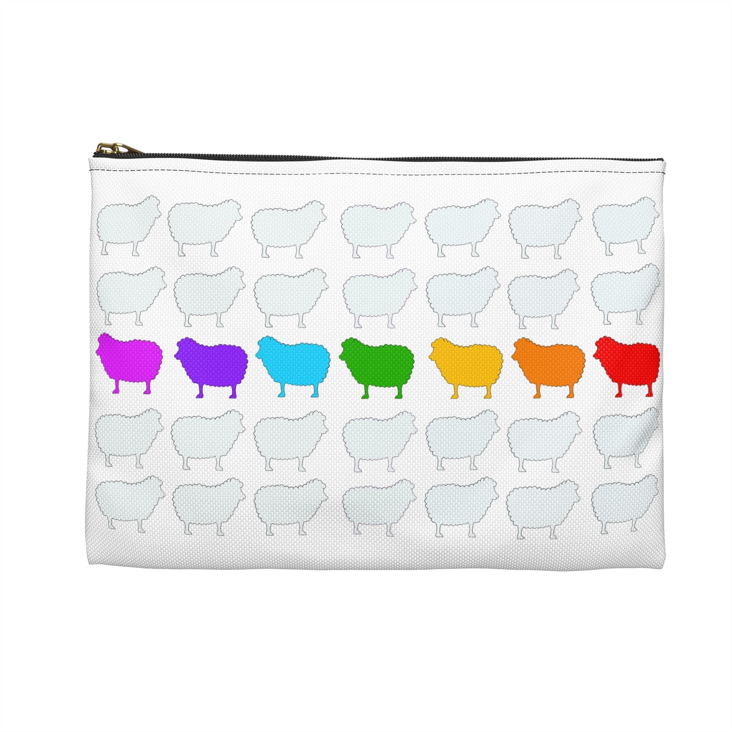 Rainbow Sheep Accessory Pouch, Fun Makeup Bag, Colorful Cosmetic Organizer, Gift for Animal Lovers, Cute Small Purse