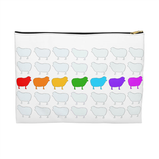 Rainbow Sheep Accessory Pouch, Fun Makeup Bag, Colorful Cosmetic Organizer, Gift for Animal Lovers, Cute Small Purse