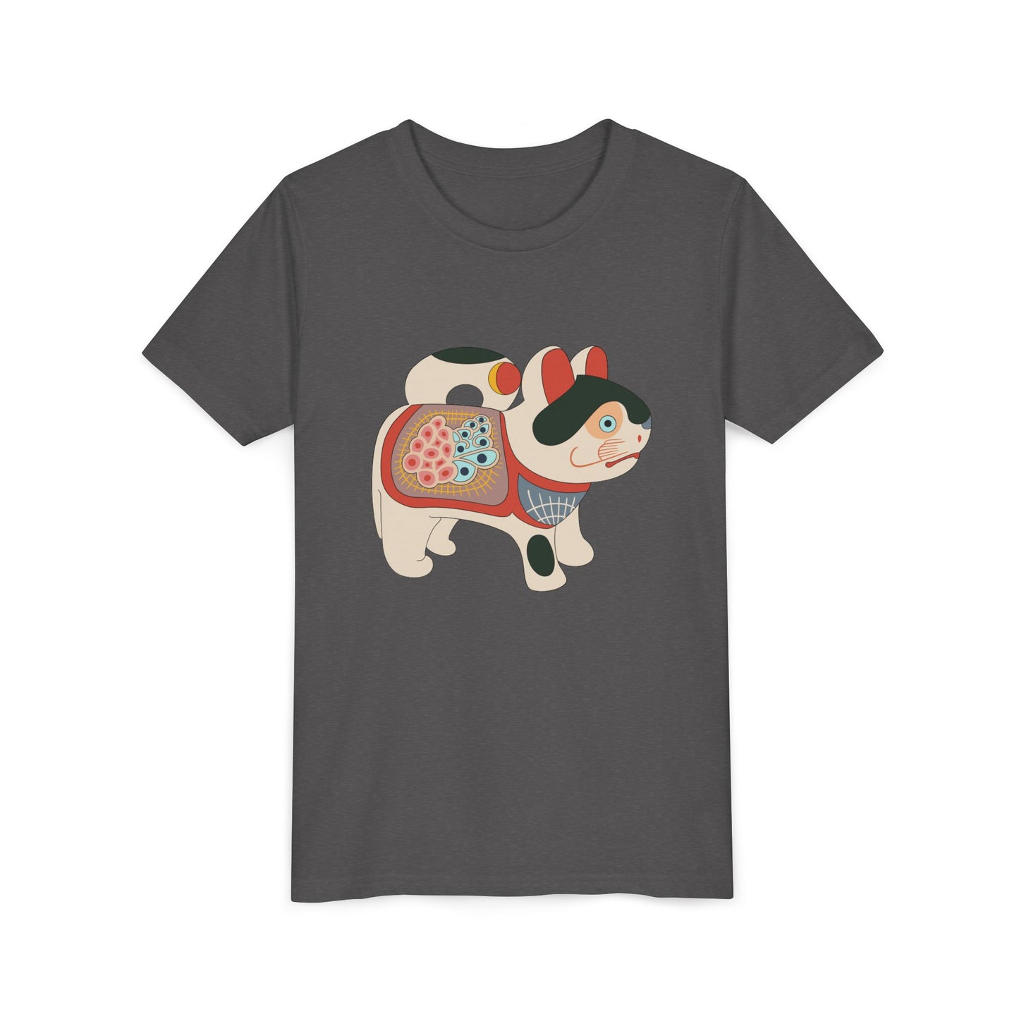 Lucky Inu Hariko illustration by Kawasaki Kyosen Youth Tshirt— Japanese Lucky Cat Tee