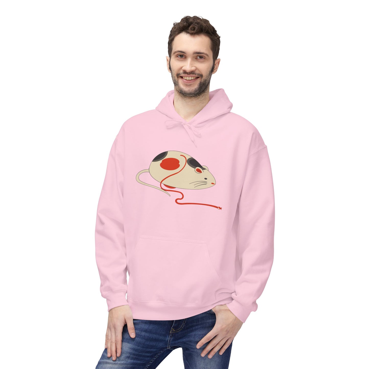 Japanese "Nezumi" Mouse Hoodie — Cute Calico Mouse Illustration Pullover