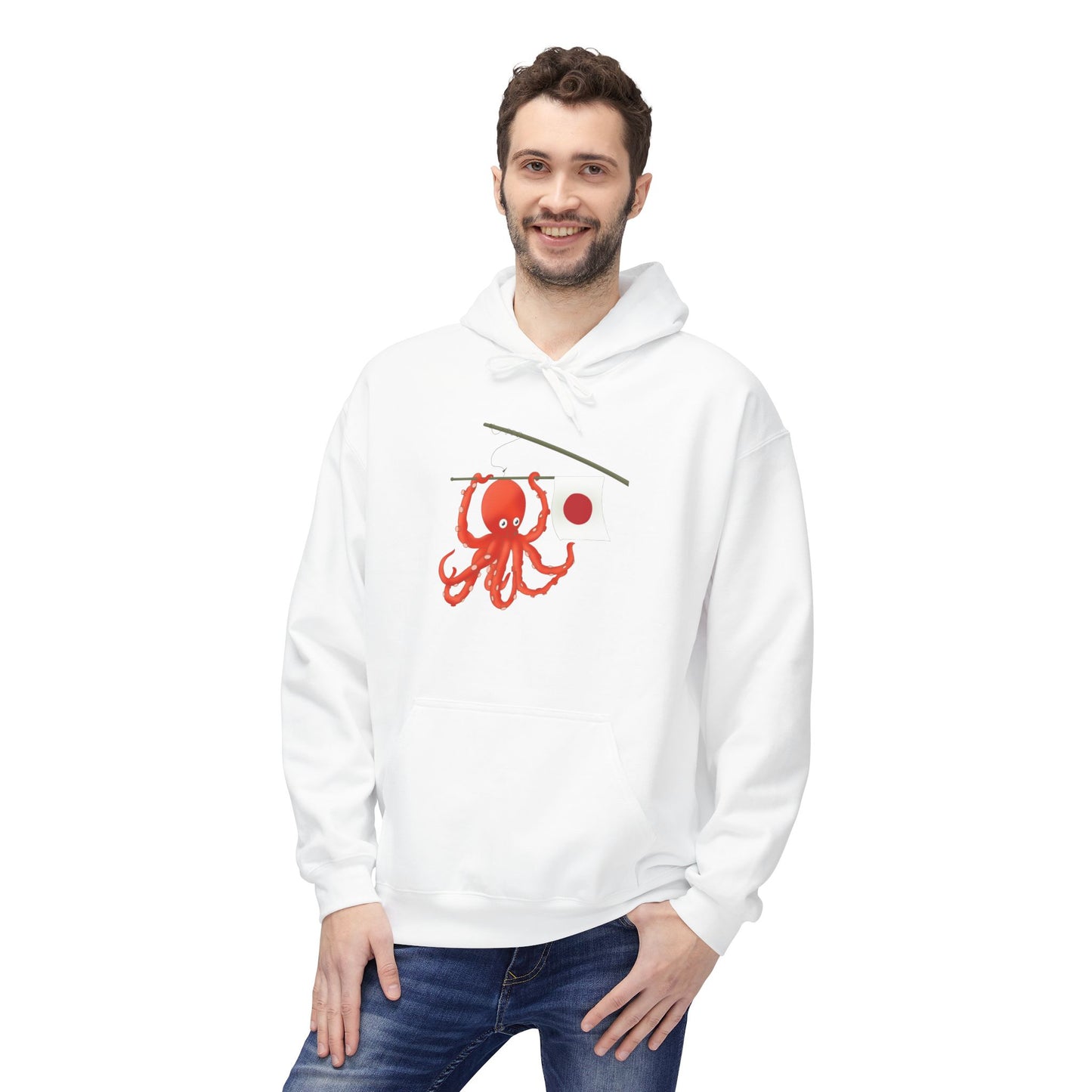 "Tako" Japanese Octopus Hoodie — Cute Red Octopus Graphic Pullover