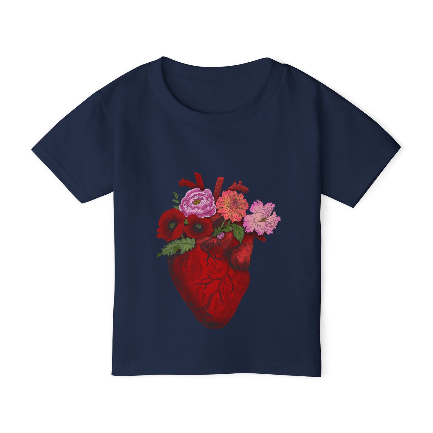 Floral Heart Toddler T-Shirt — Floral Anatomical Heart Graphic