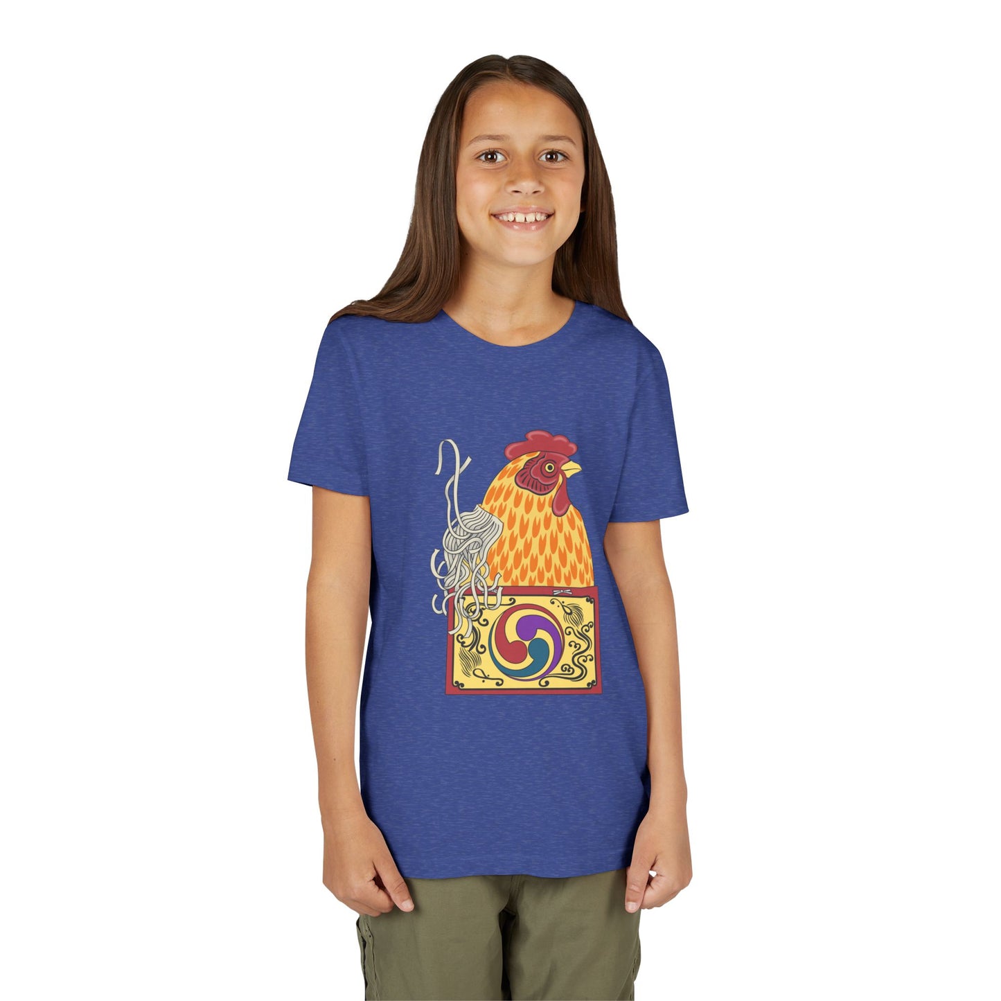 Japanese Rooster  Youth T-Shirt — Colorful Rooster Shimizu Seifū