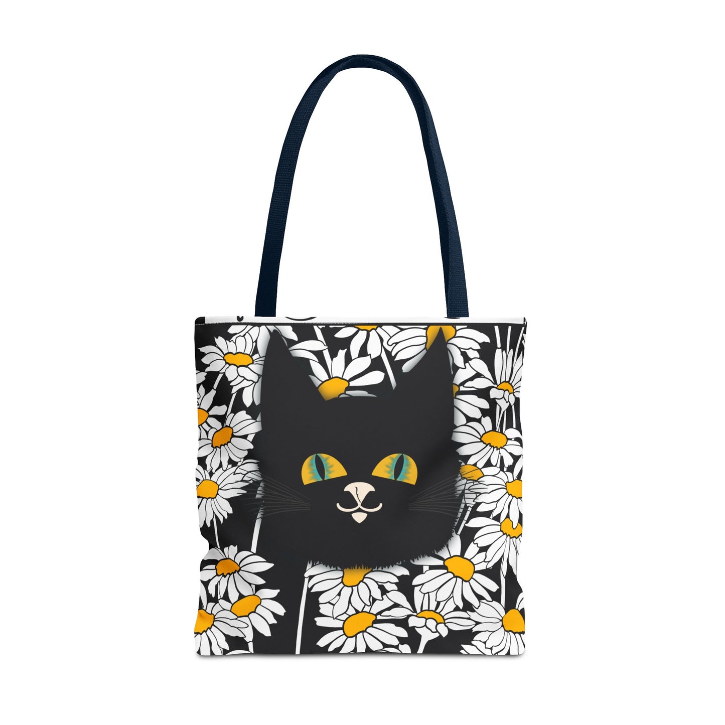 Daisy Black Cat Tote Bag — Black Cat Among Daisies Canvas Tote