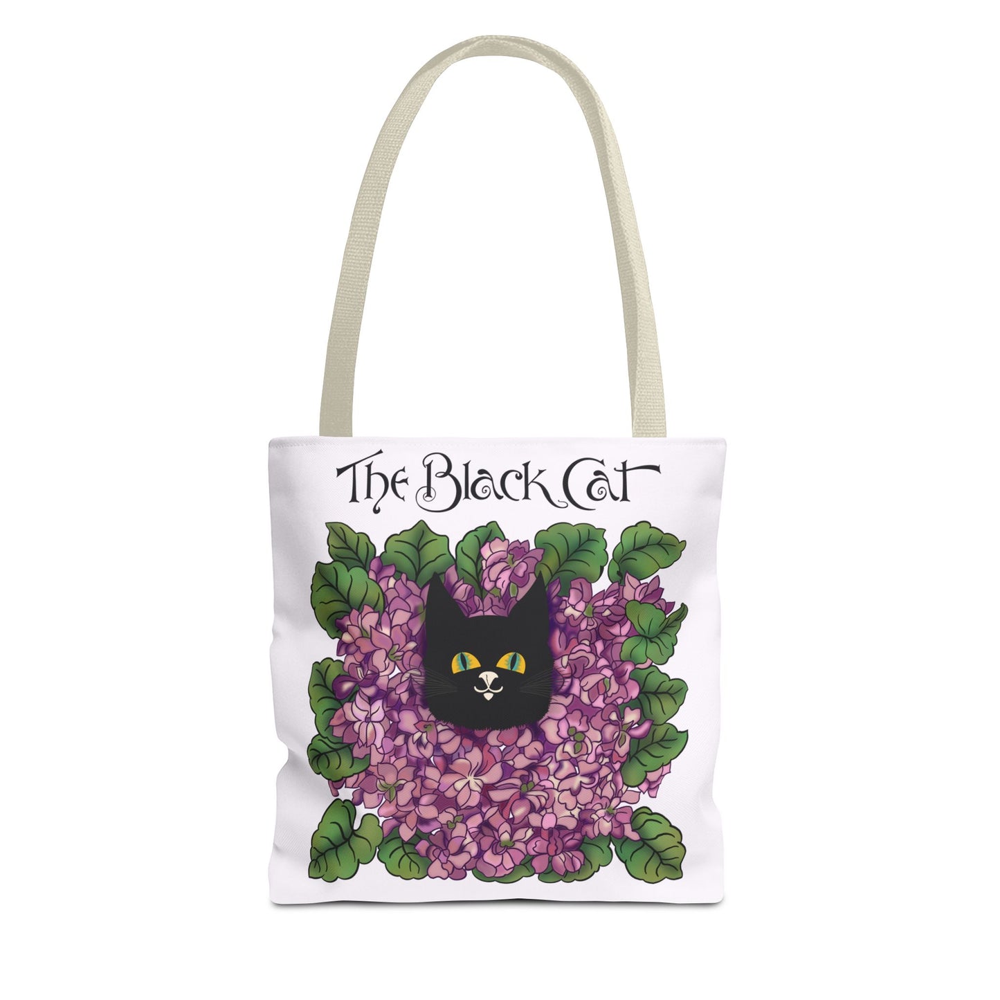 Black Cat Lilac Tote Bag — "The Black Cat" AOP Canvas Tote