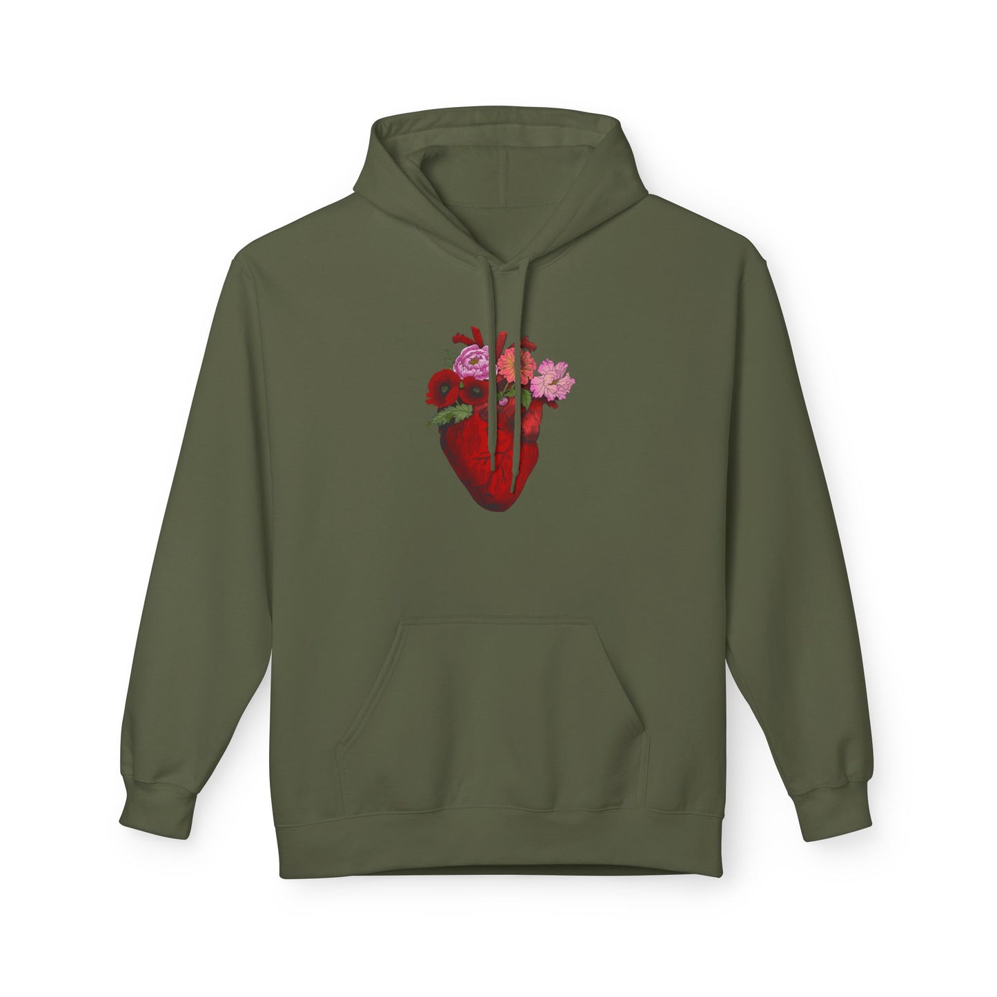 Floral Anatomical Heart Hoodie — Botanical Heart Graphic Pullover
