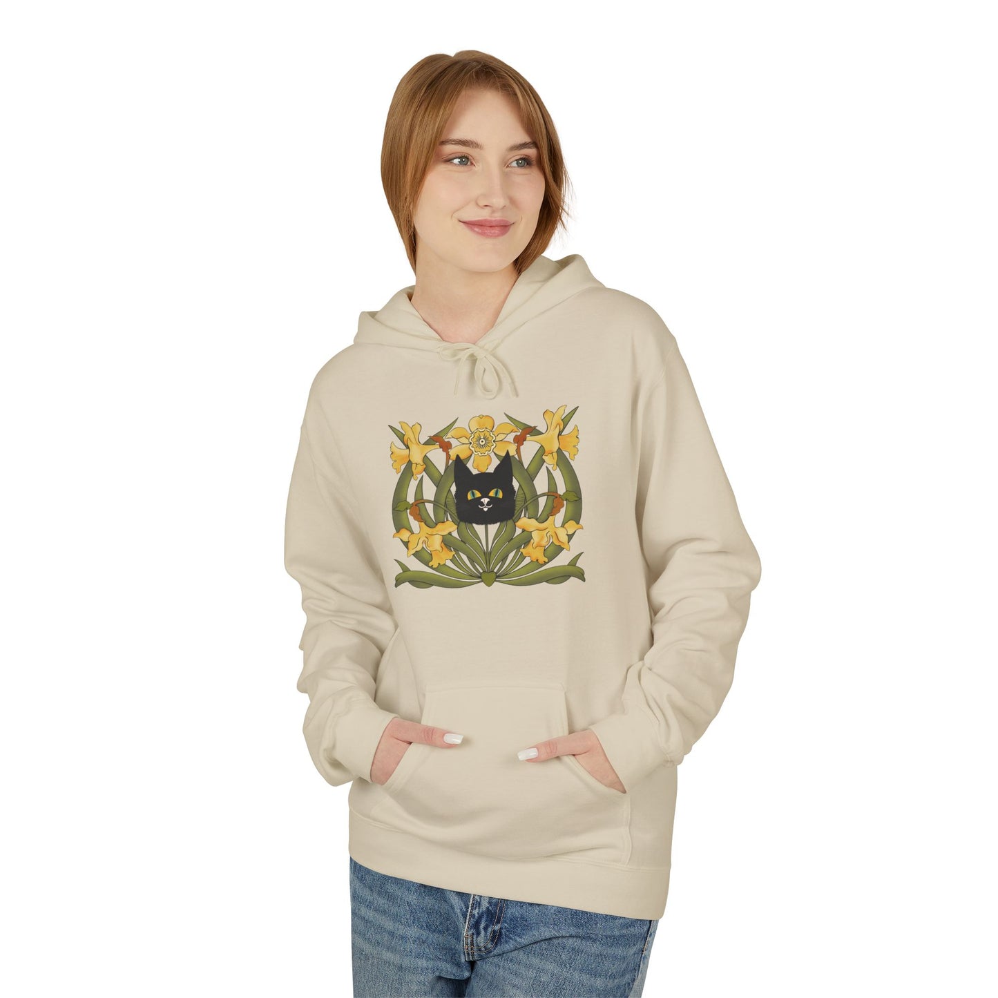 Daffodil Crest Hoodie — Vintage Floral Emblem Pullover