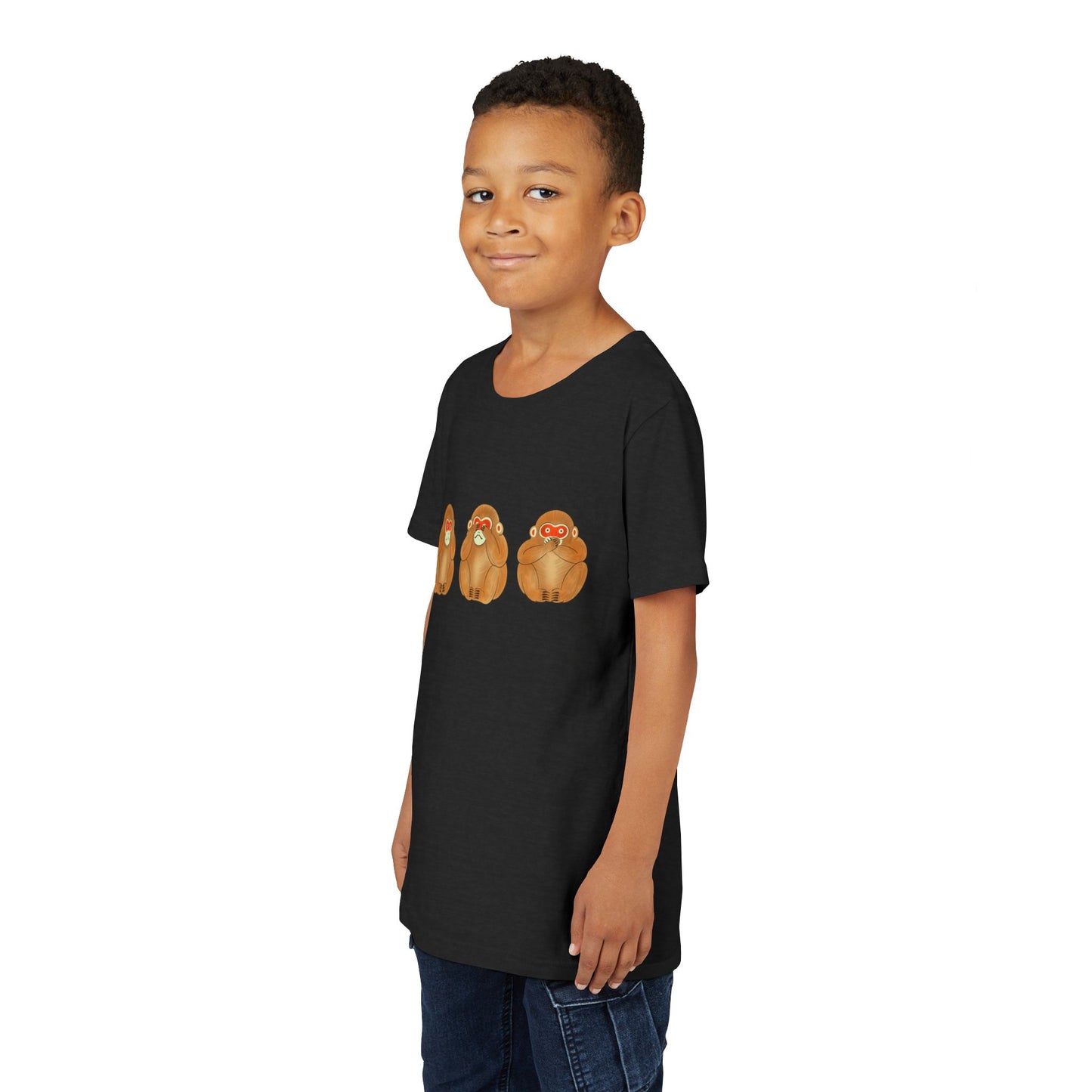 Three Wise Monkeys Fushimi clay doll Youth TShirt | Three Wise Monkeys