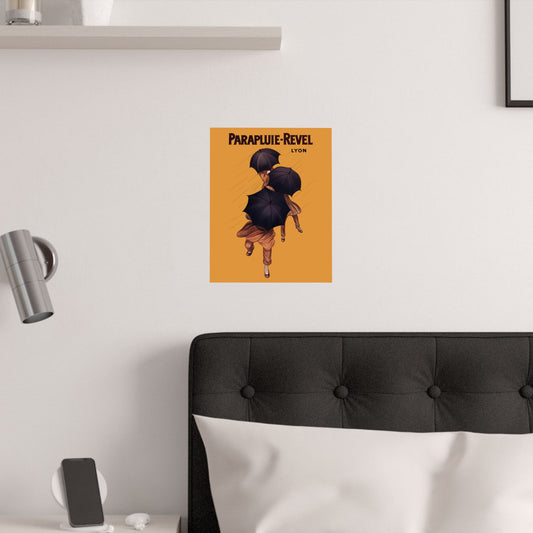Vintage Parapluie Revel Lyon Umbrella Art Satin Poster