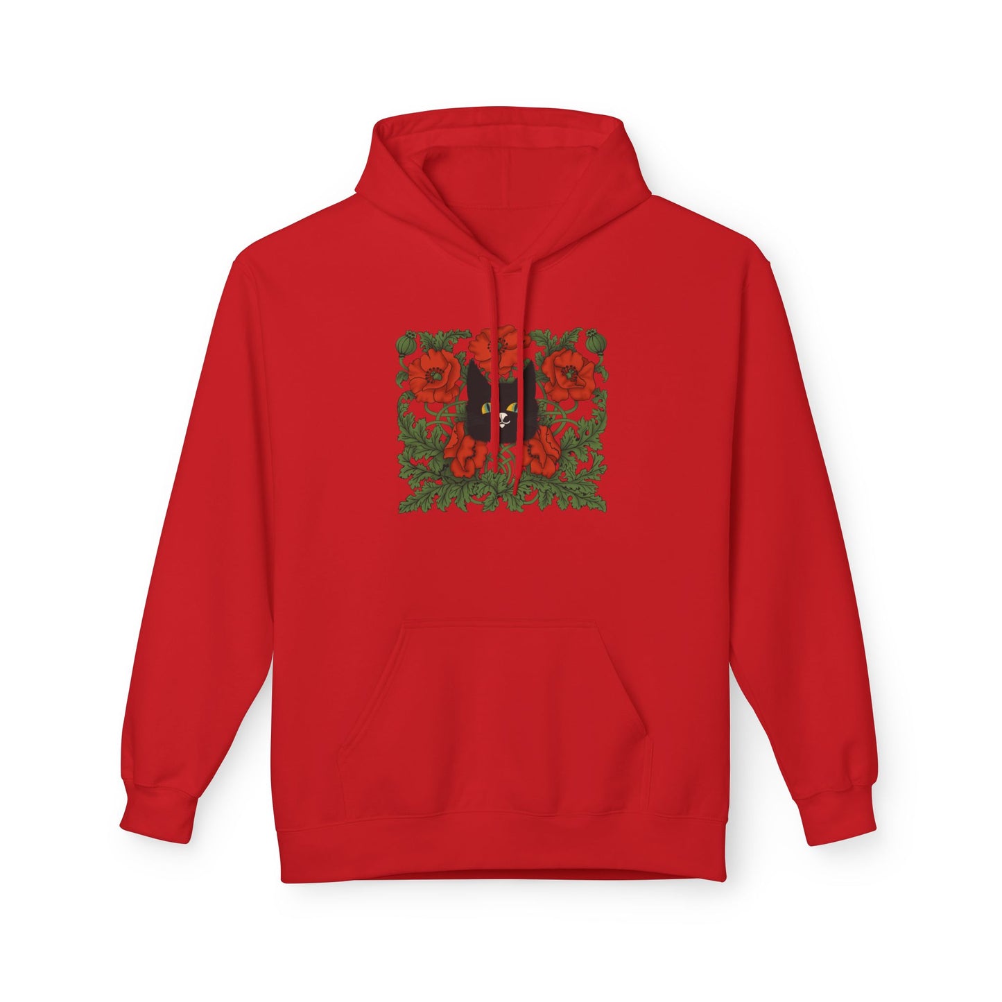 Poppy Floral Hoodie — Red Poppies Vintage Botanical Print