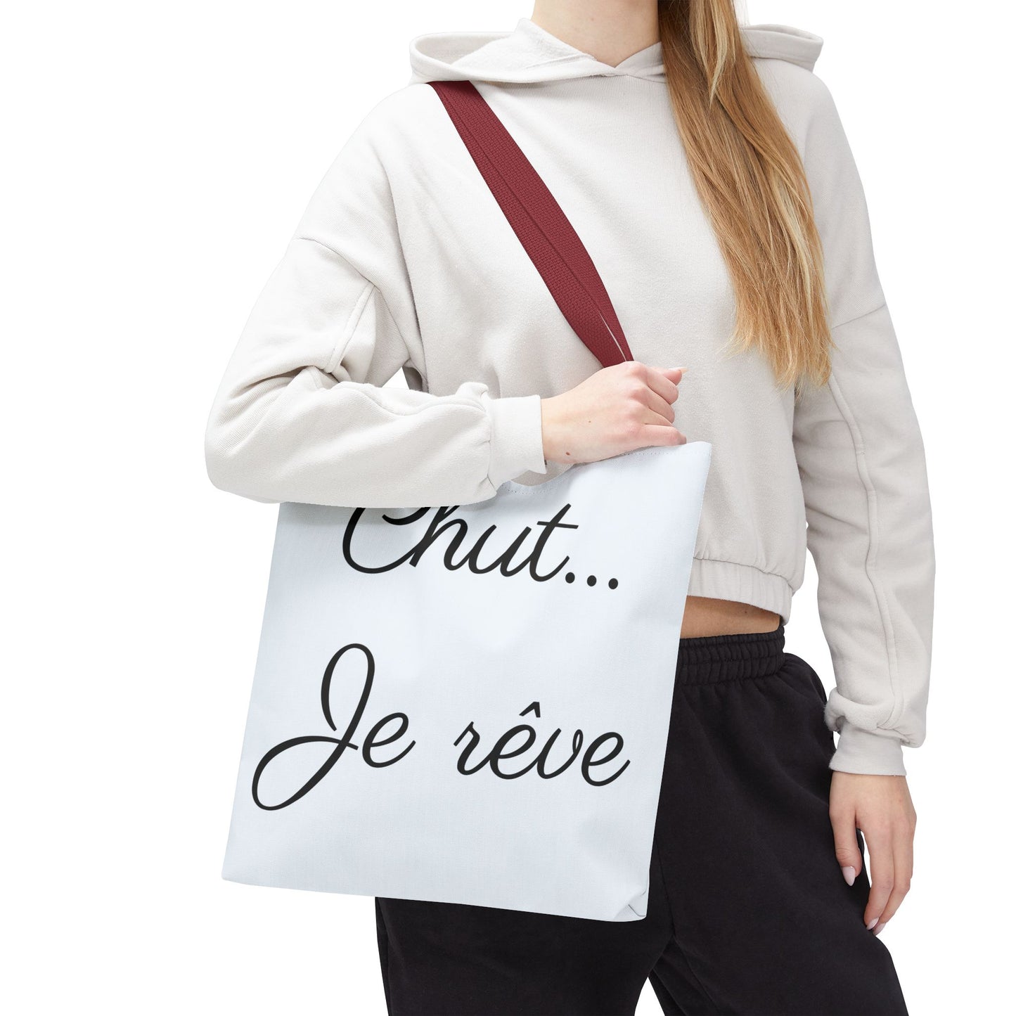 Tote Bag — "Chut... Je rêve" French Script Reversible Tote