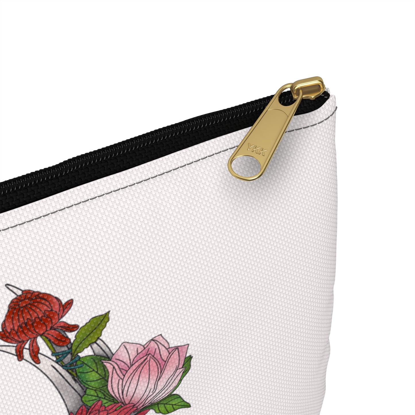 Floral Skull Accessory Pouch - Boho Chic Bag for Makeup, Travel, or Organization, Perfect Gift for Nature Lovers & Festivals