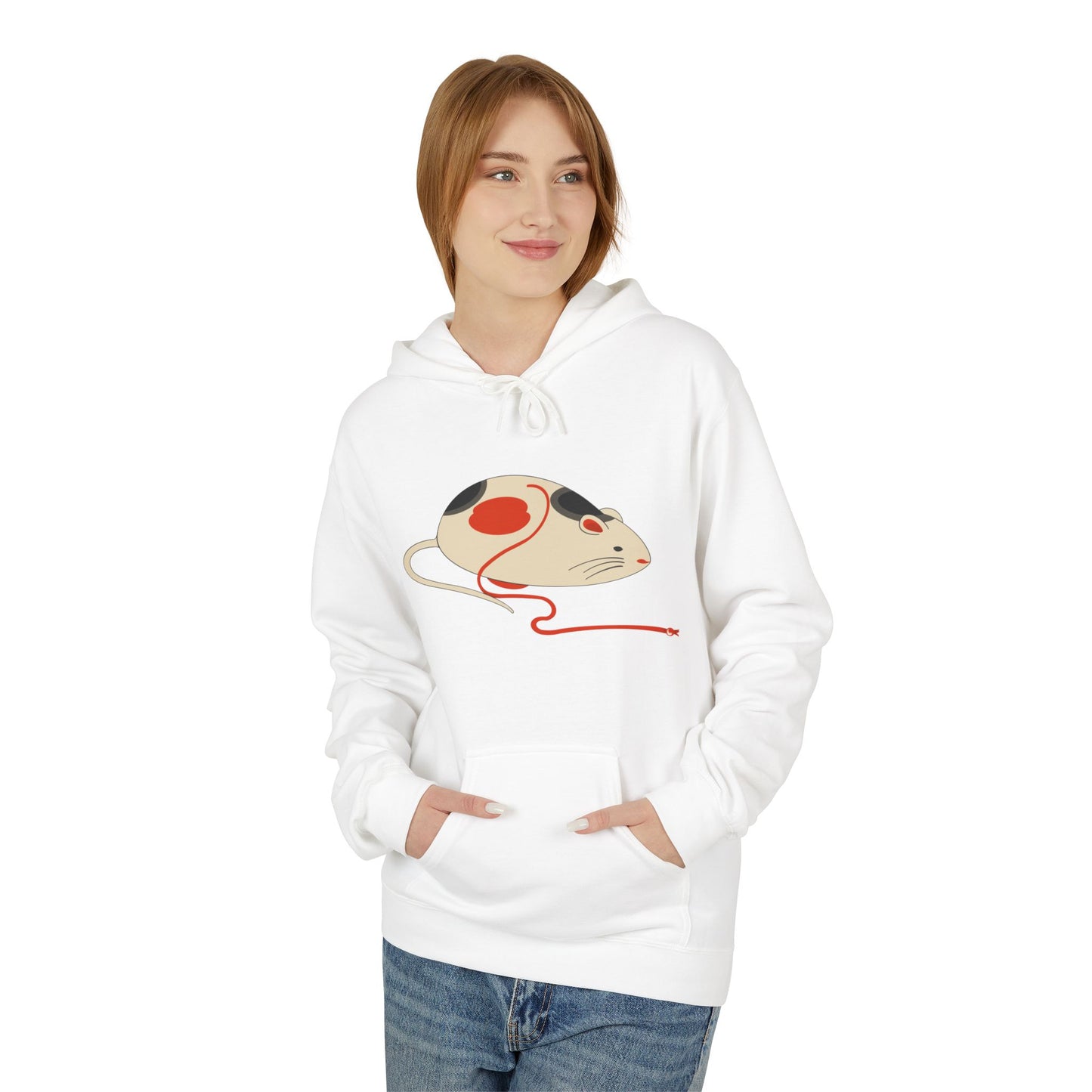 Japanese "Nezumi" Mouse Hoodie — Cute Calico Mouse Illustration Pullover