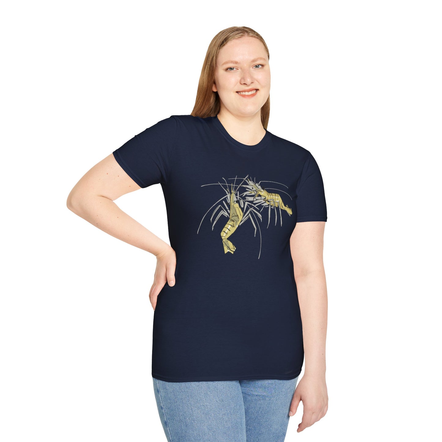 les crevettes by Mathurin Méheut Unizex Tshirt — Minimal Coastal Seafood Graphic Tshirt