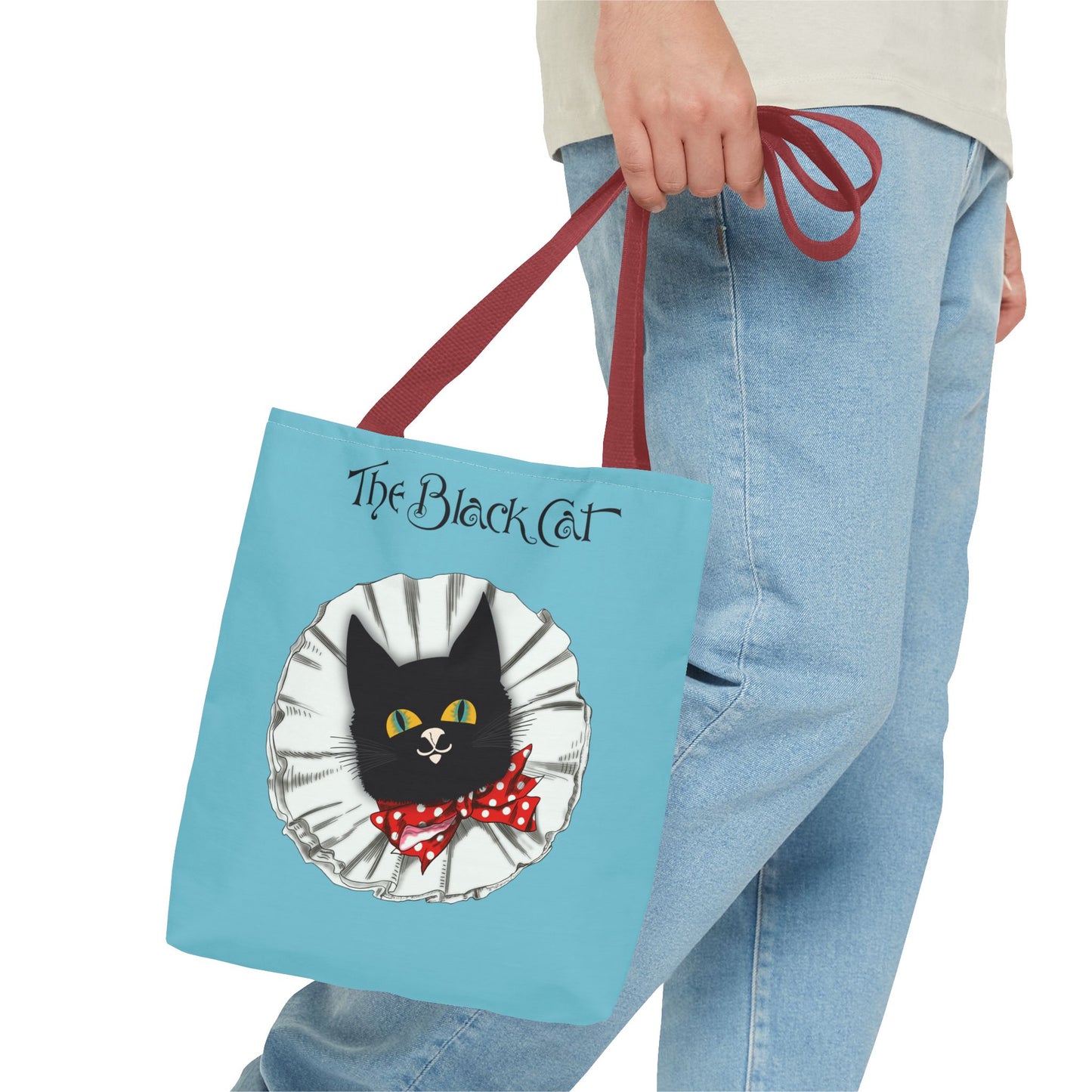 The Black Cat Clown Blue Tote Bag — Cute Vintage Cat Illustration Tote