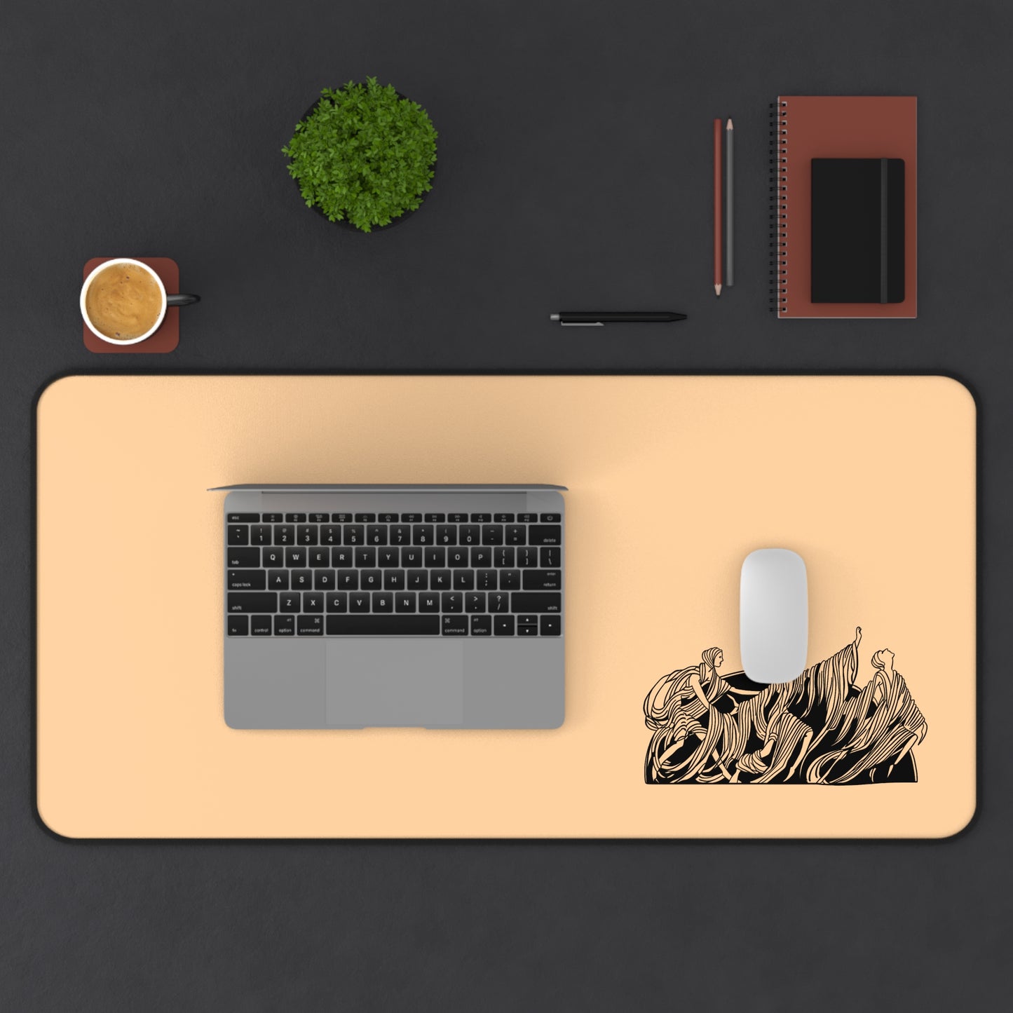 Elegant Desk Mat with Dancing Figure Design