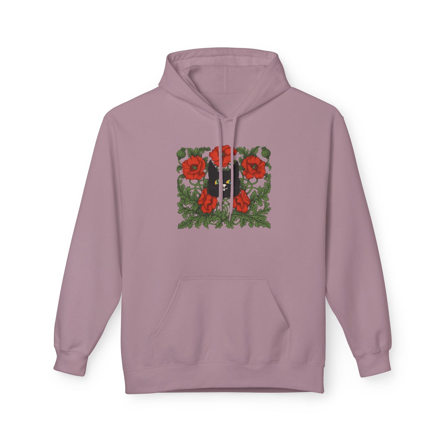 Poppy Floral Hoodie — Red Poppies Vintage Botanical Print