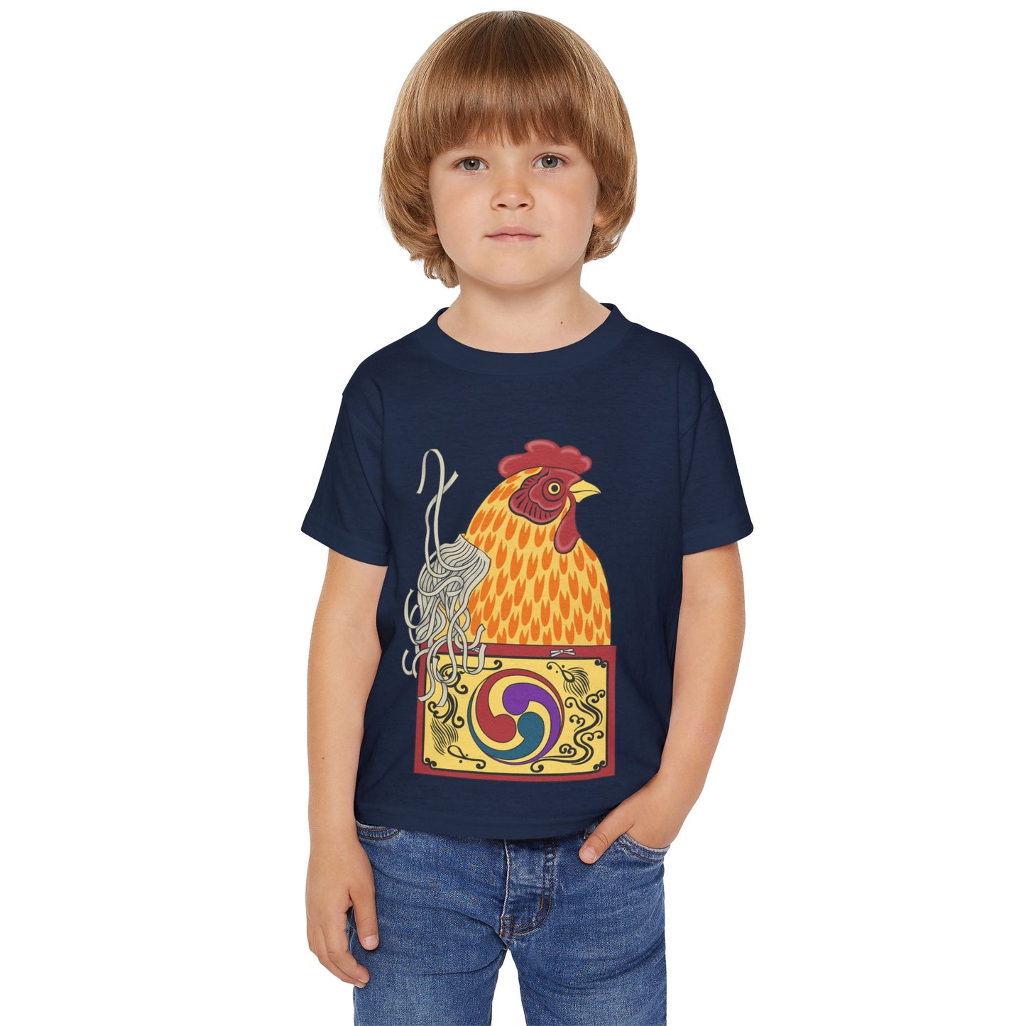Japanese Rooster Toddler T-Shirt — Colorful Rooster Shimizu Seifū