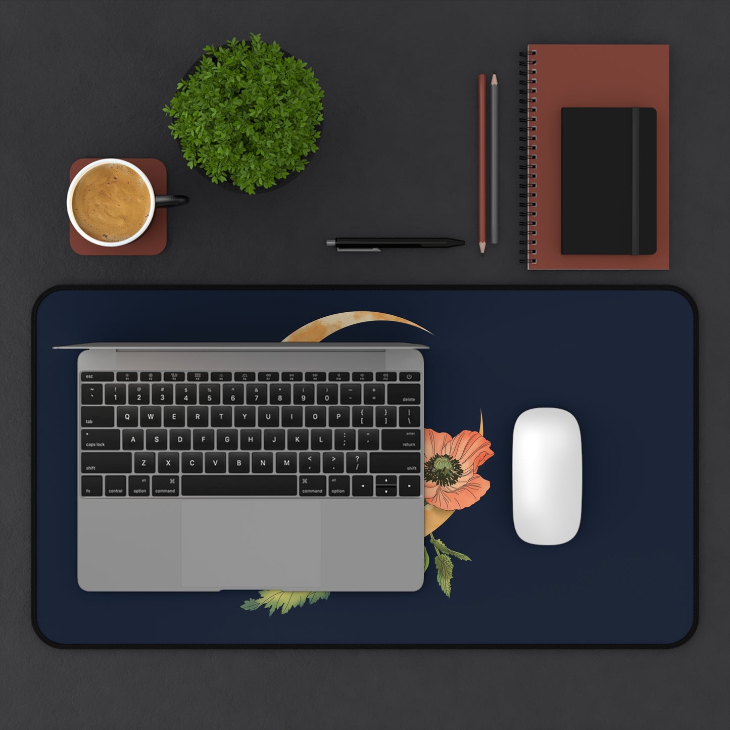 Poppies Crescent Moon Desk Mat