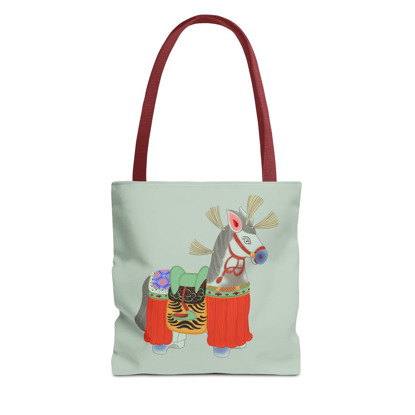 Japanese Folk Toy Horse Tote Bag — Colorful Ethnic Pattern AOP Shopper