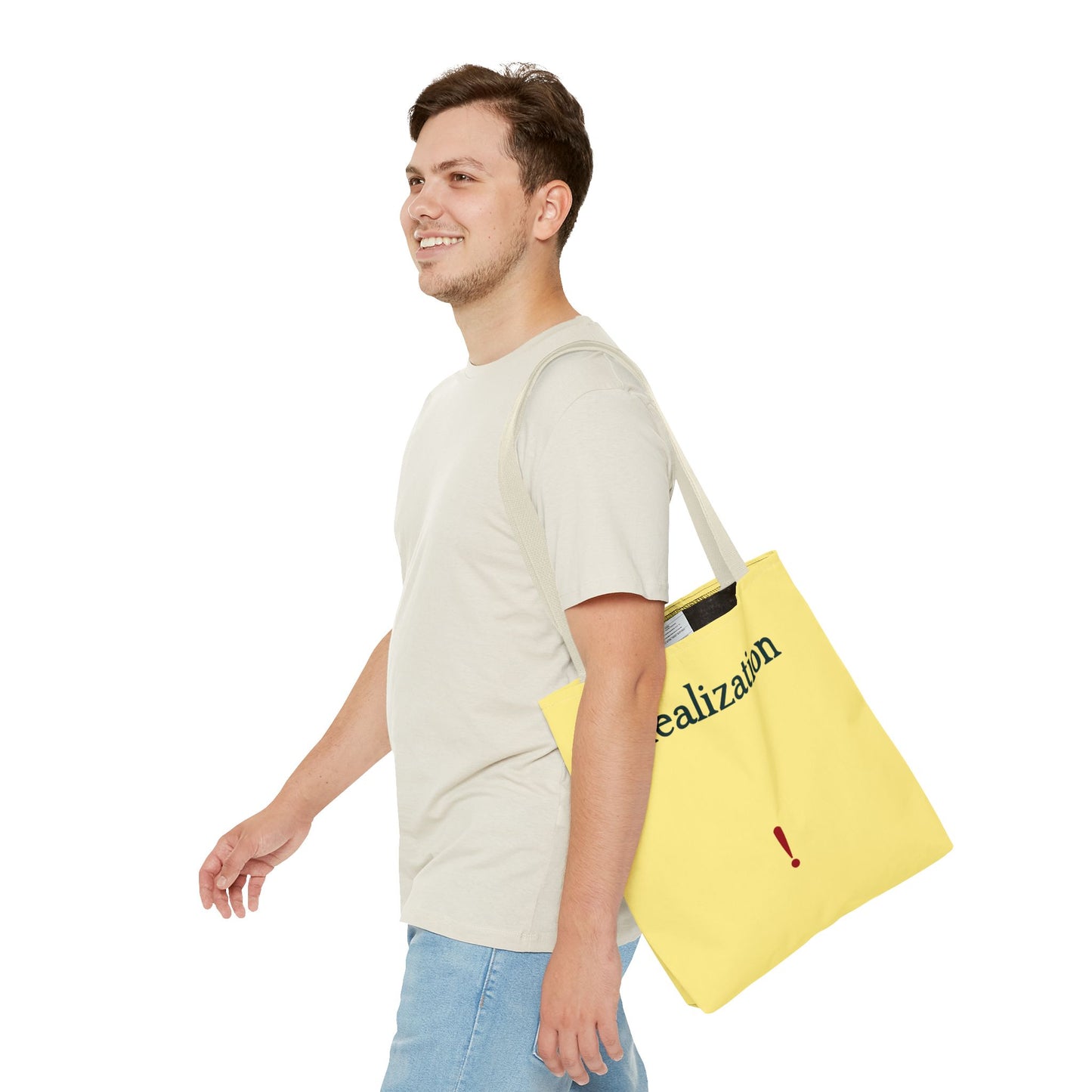 Realization Exclamation Tote Bag — Yellow AOP Everyday Carry