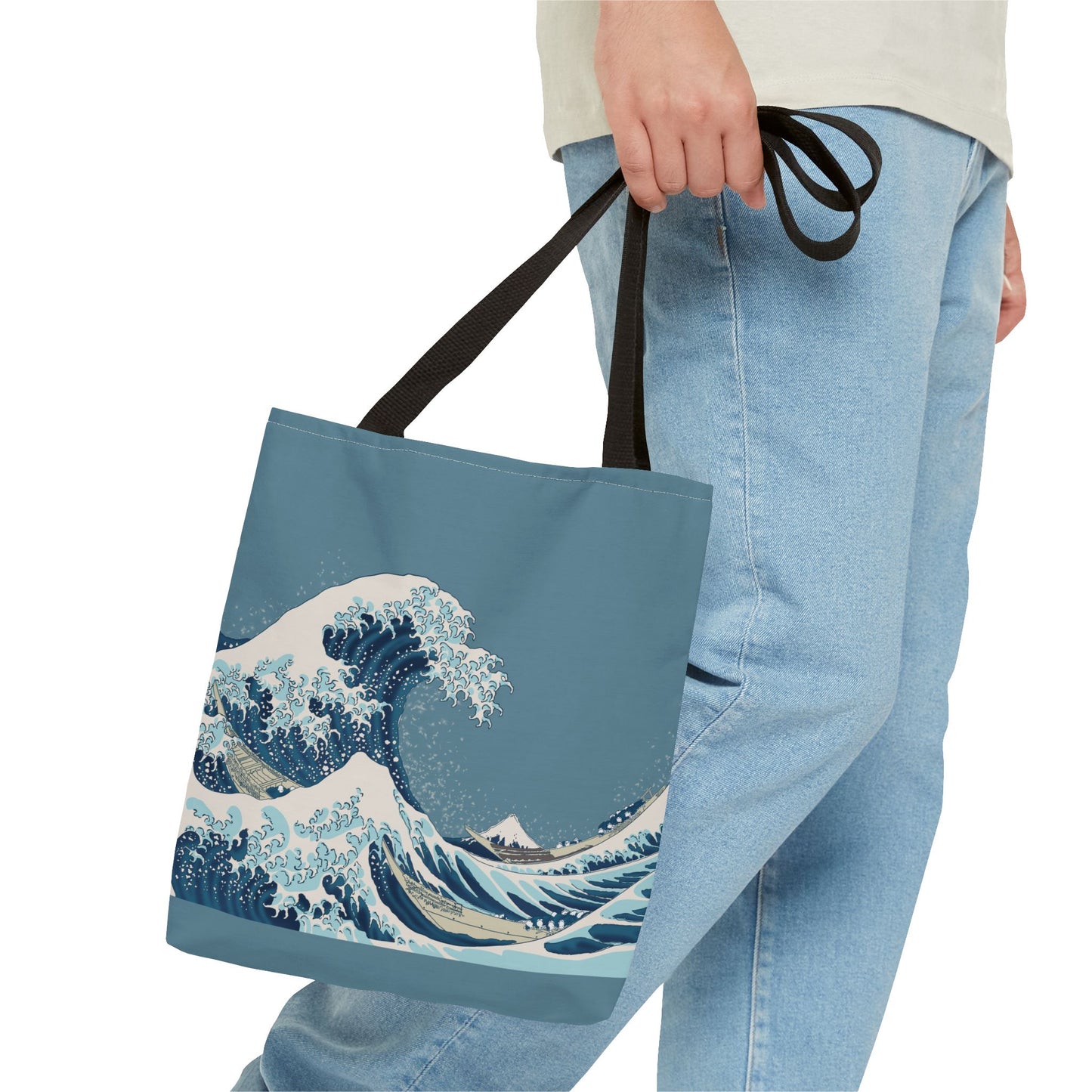 Hokusai Great Wave Tote Bag — Japanese Wave Print All-Over Canvas Beach & Market Tote